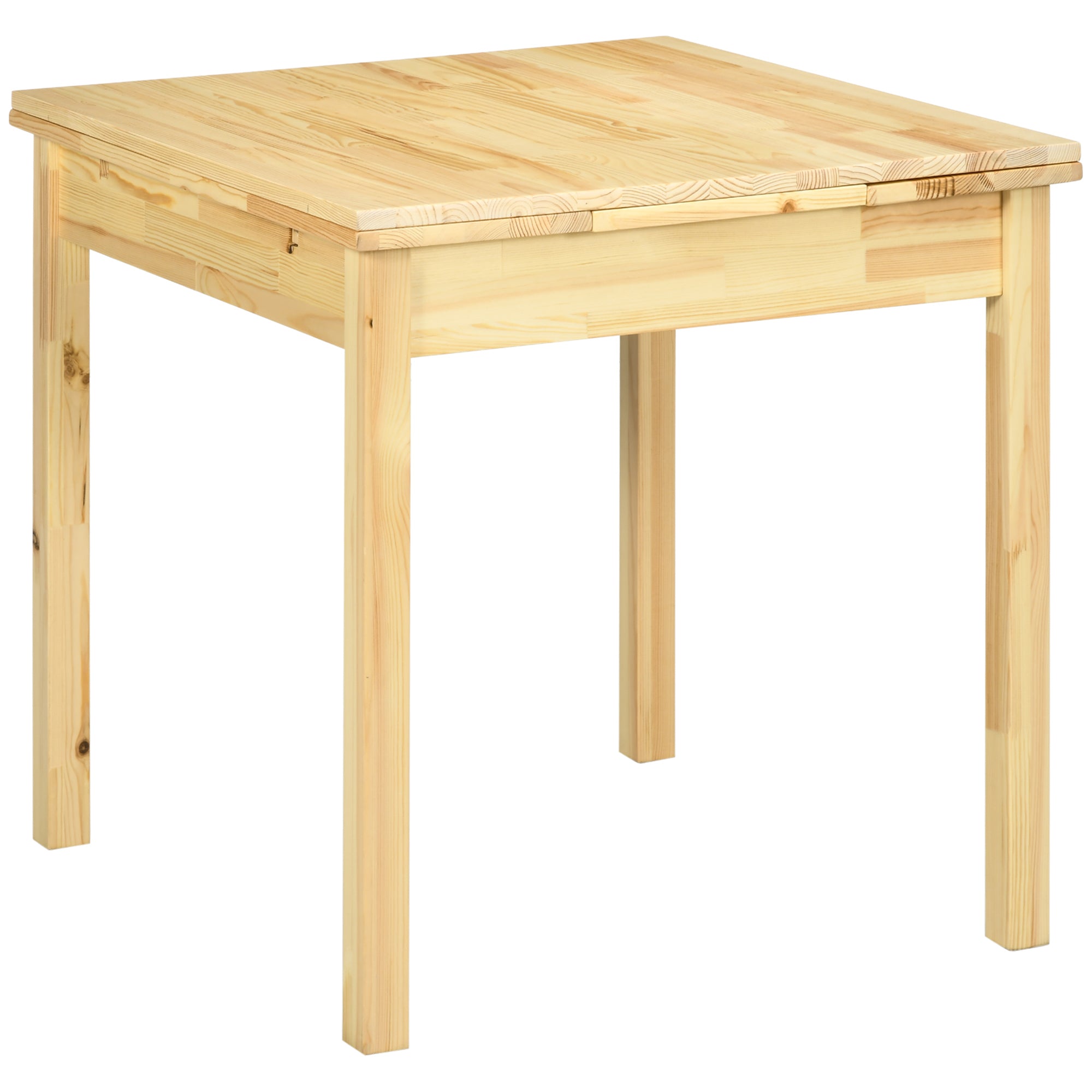 Folding Dining Table with Pine Wood Frame Drop Leaf for Small Spaces Natural