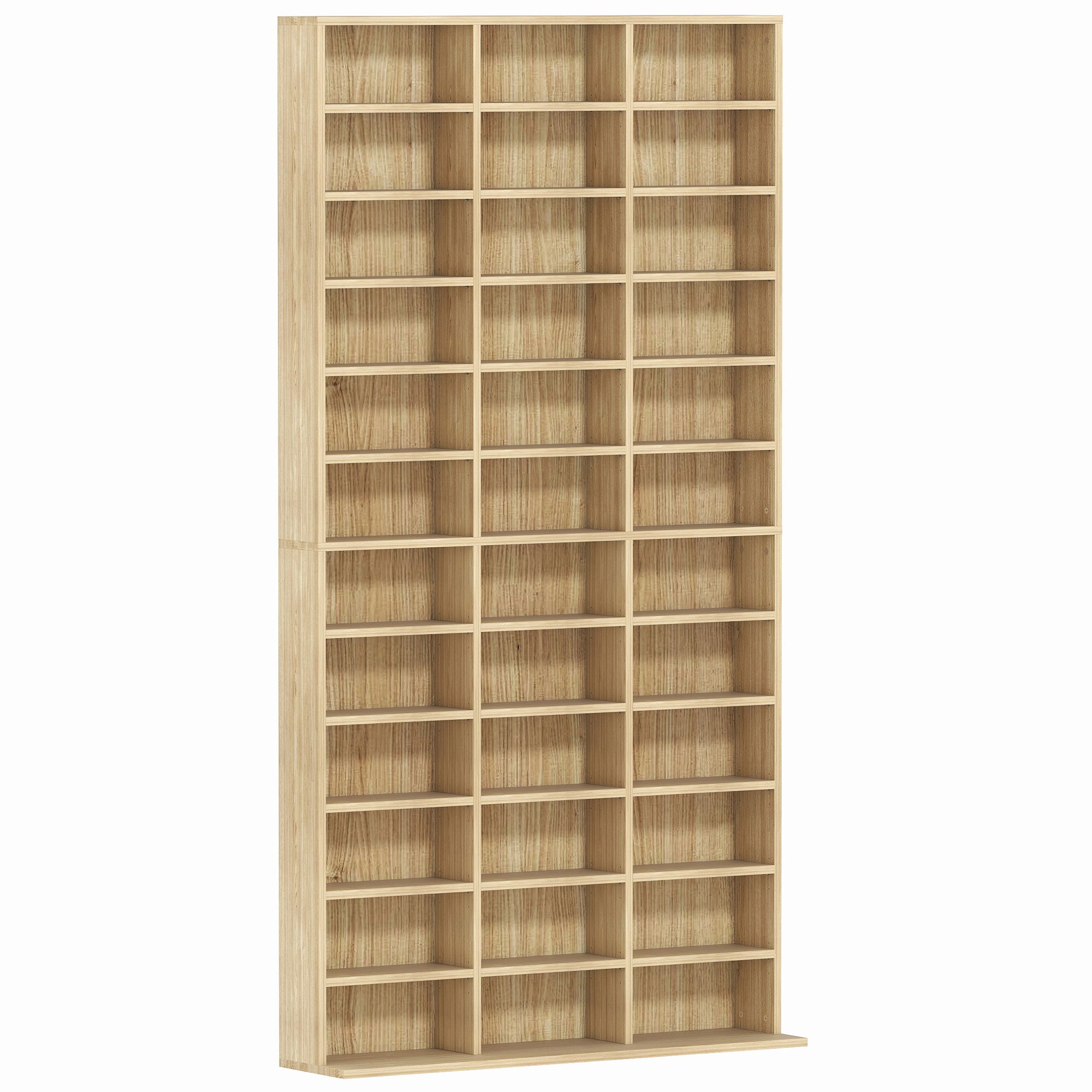 1116 CD/ 528 DVD Storage Unit, Media Storage Shelf, Wooden Display Unit with Adjustable Shelves, 102 x 195 cm, Oak Tone