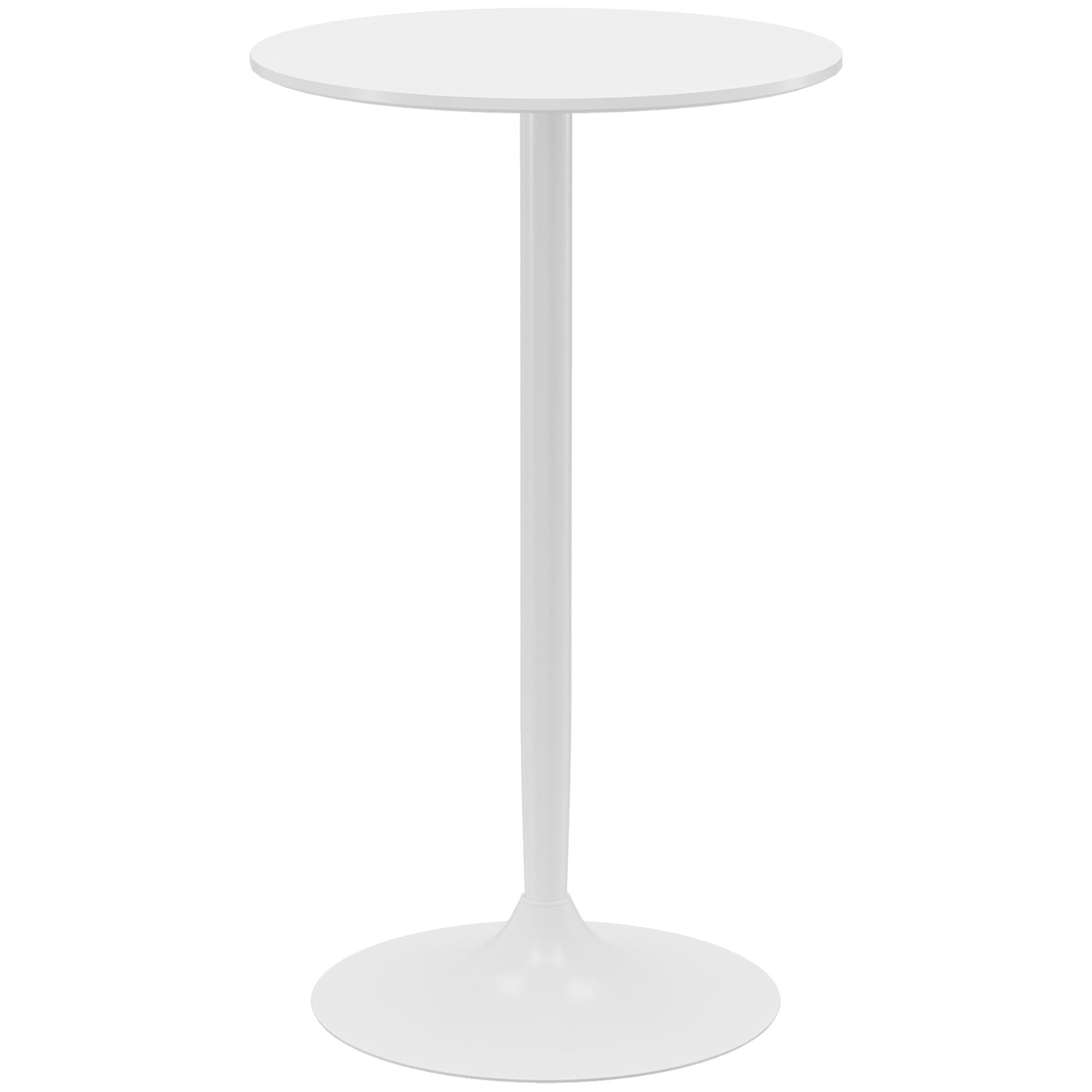 HOMCOM Round Bar Table, High Top Kitchen Table with Painted Top and Steel Frame, Modern Pub Table for 2, Easy Assembly for Home Bar, White