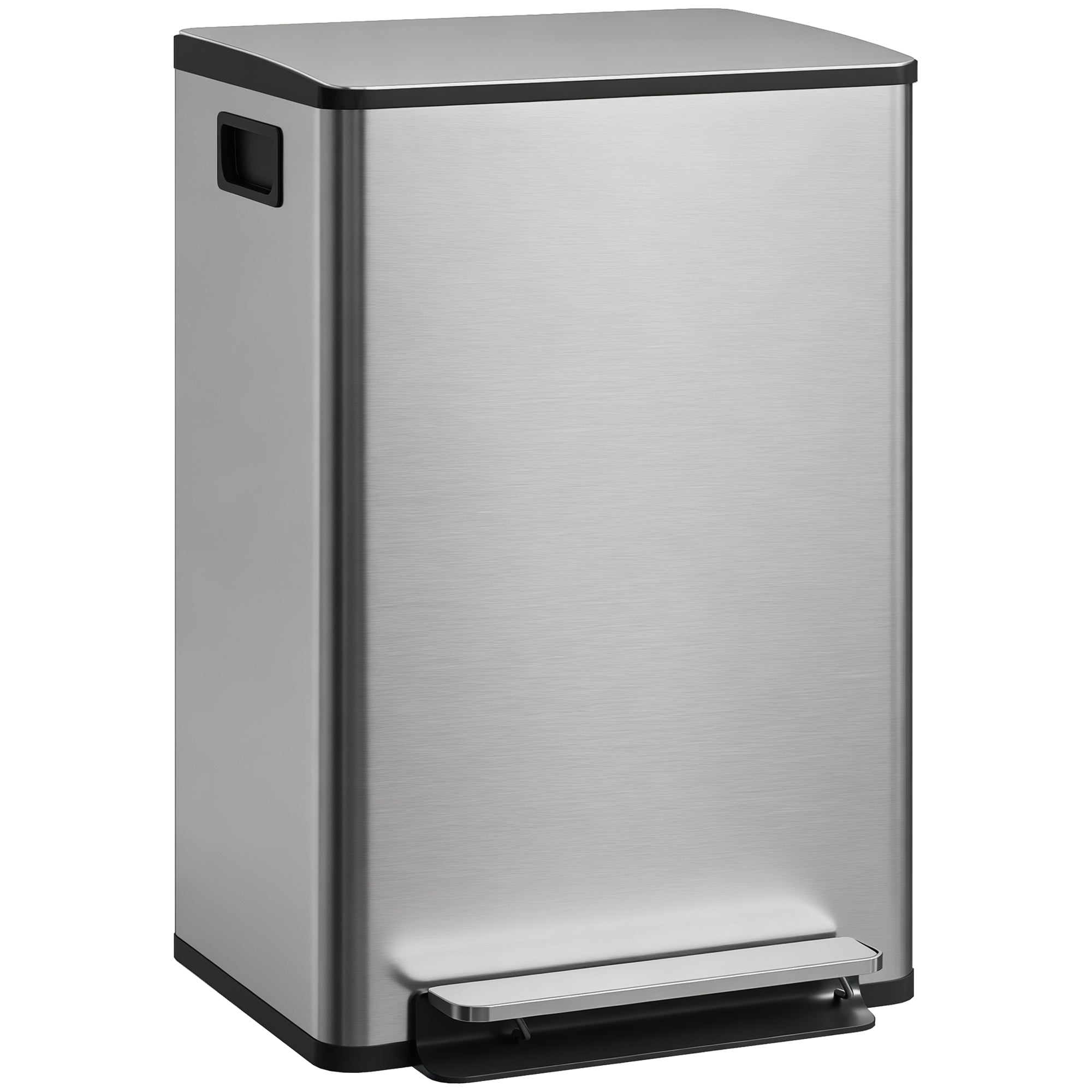 13.2 Gallon/50 L Garbage Can, Fingerprint-proof Stainless Steel Kitchen Trash Can with Soft-close Lid, Removable Inner Bucket, Odour Filter, Garbage Bin for Home, Silver