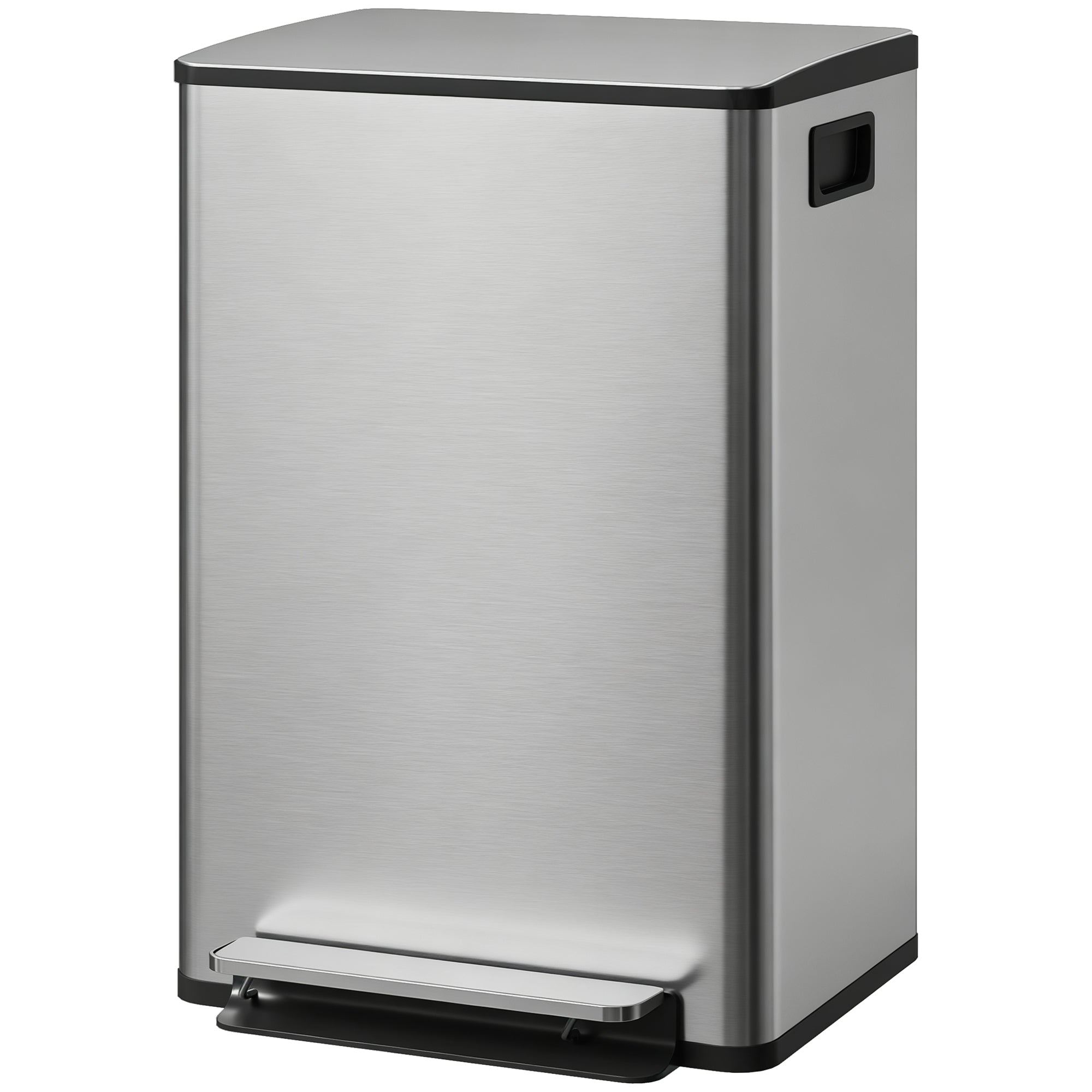 13.2 Gallon/50 L Garbage Can, Fingerprint-proof Stainless Steel Kitchen Trash Can with Soft-close Lid, Removable Inner Bucket, Odour Filter, Garbage Bin for Home, Silver