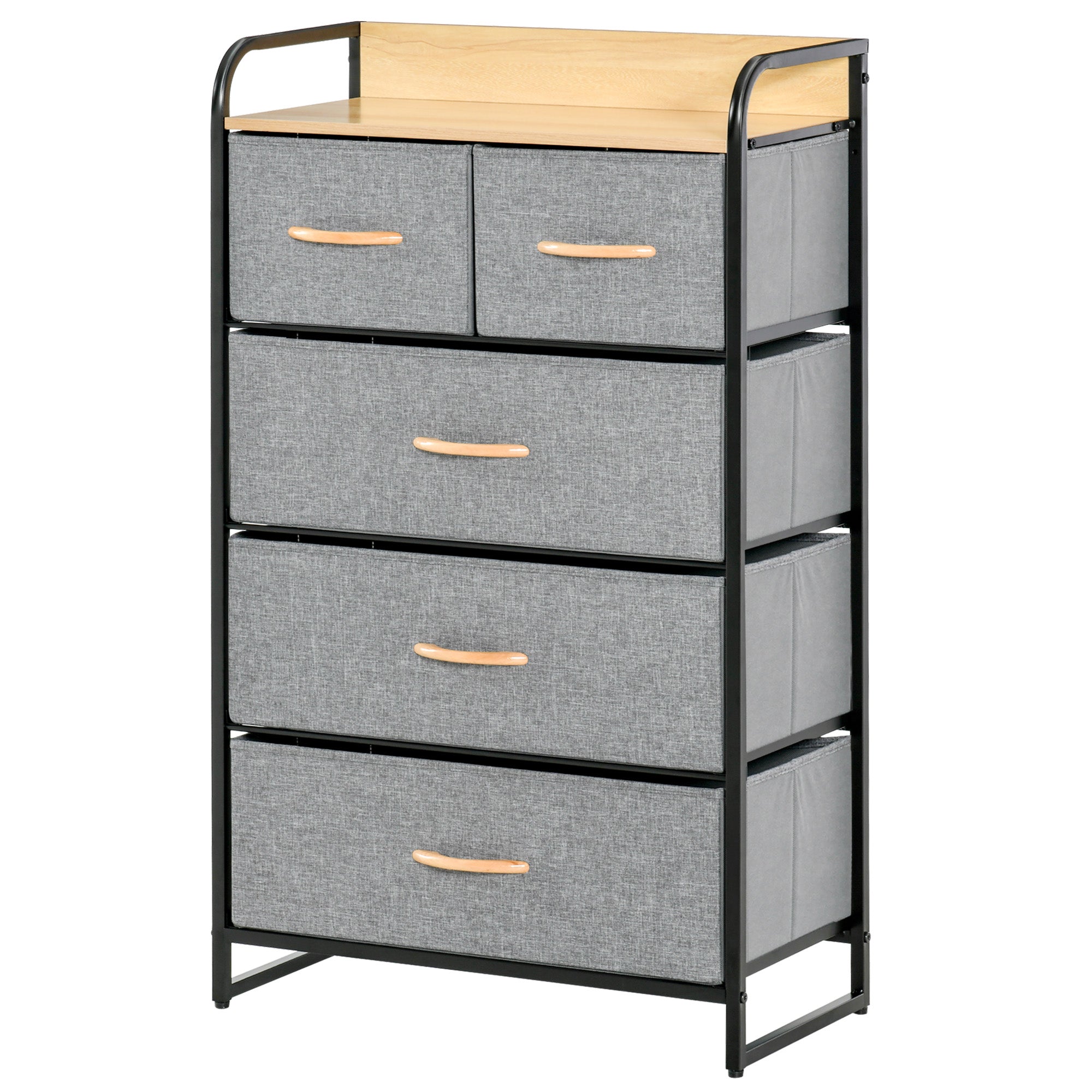 5 Drawer Chest Dresser for Bedroom 4 Tier Storage Organizer with Steel Frame Light Gray