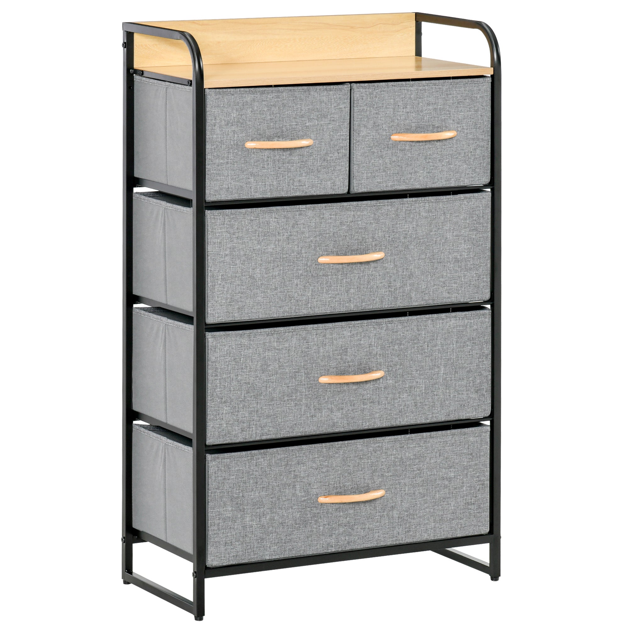 5 Drawer Chest Dresser for Bedroom 4 Tier Storage Organizer with Steel Frame Light Gray