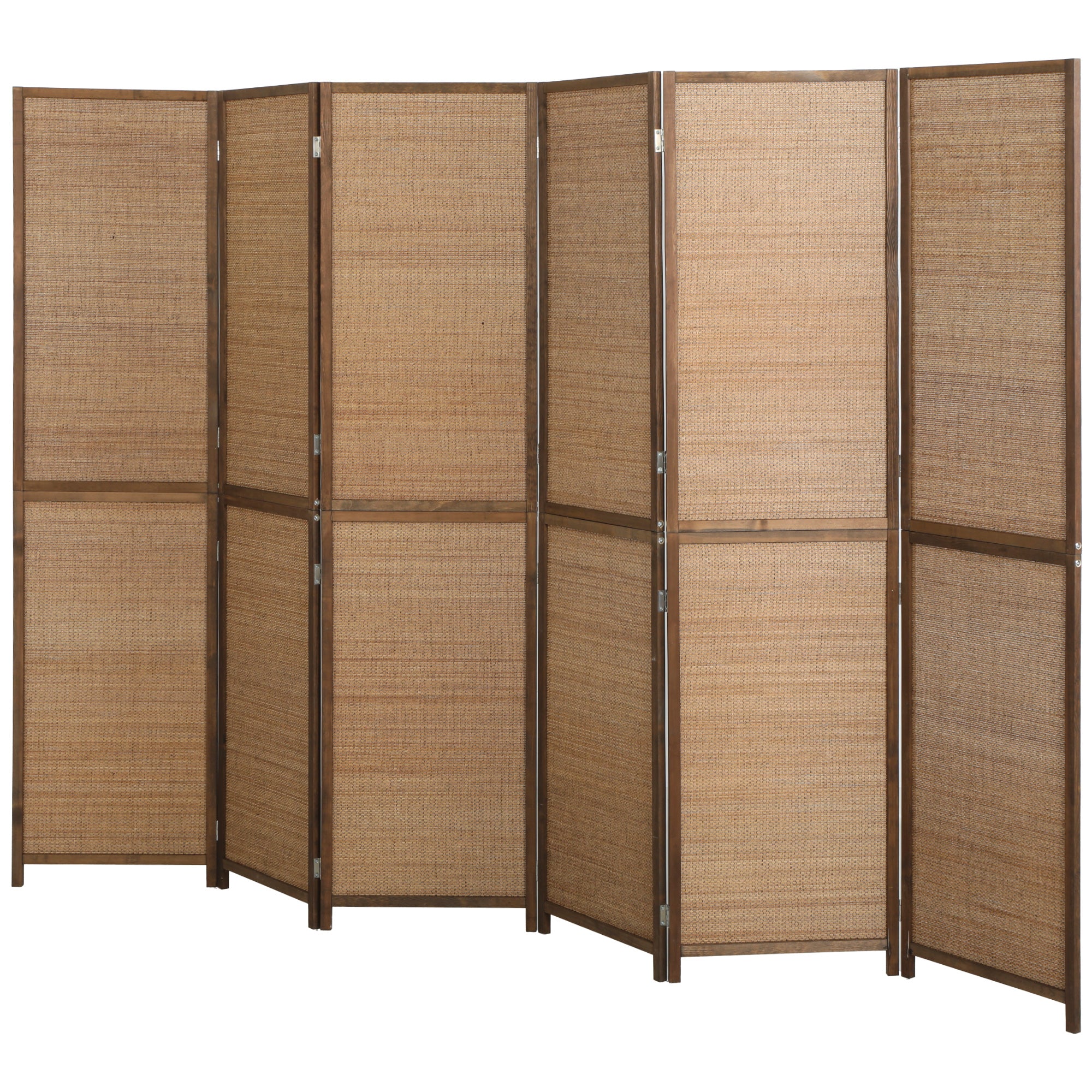 Room Divider, 6 FT Tall Folding Privacy Screen, 6 Panel Hand-Woven Bamboo Wall Partition for Room Separation, Portable Boho Freestanding Wall Divider for Bedroom, Home Office, Brown