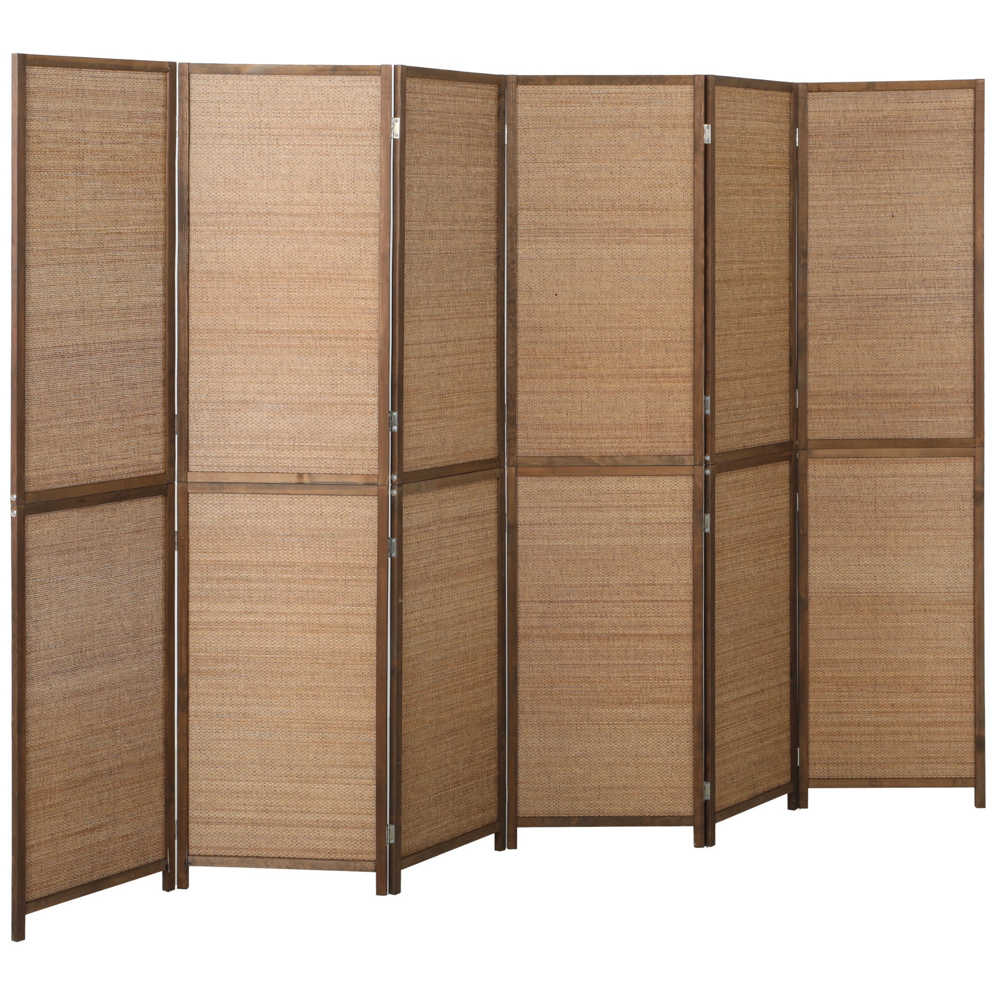 Room Divider, 6 FT Tall Folding Privacy Screen, 6 Panel Hand-Woven Bamboo Wall Partition for Room Separation, Portable Boho Freestanding Wall Divider for Bedroom, Home Office, Brown