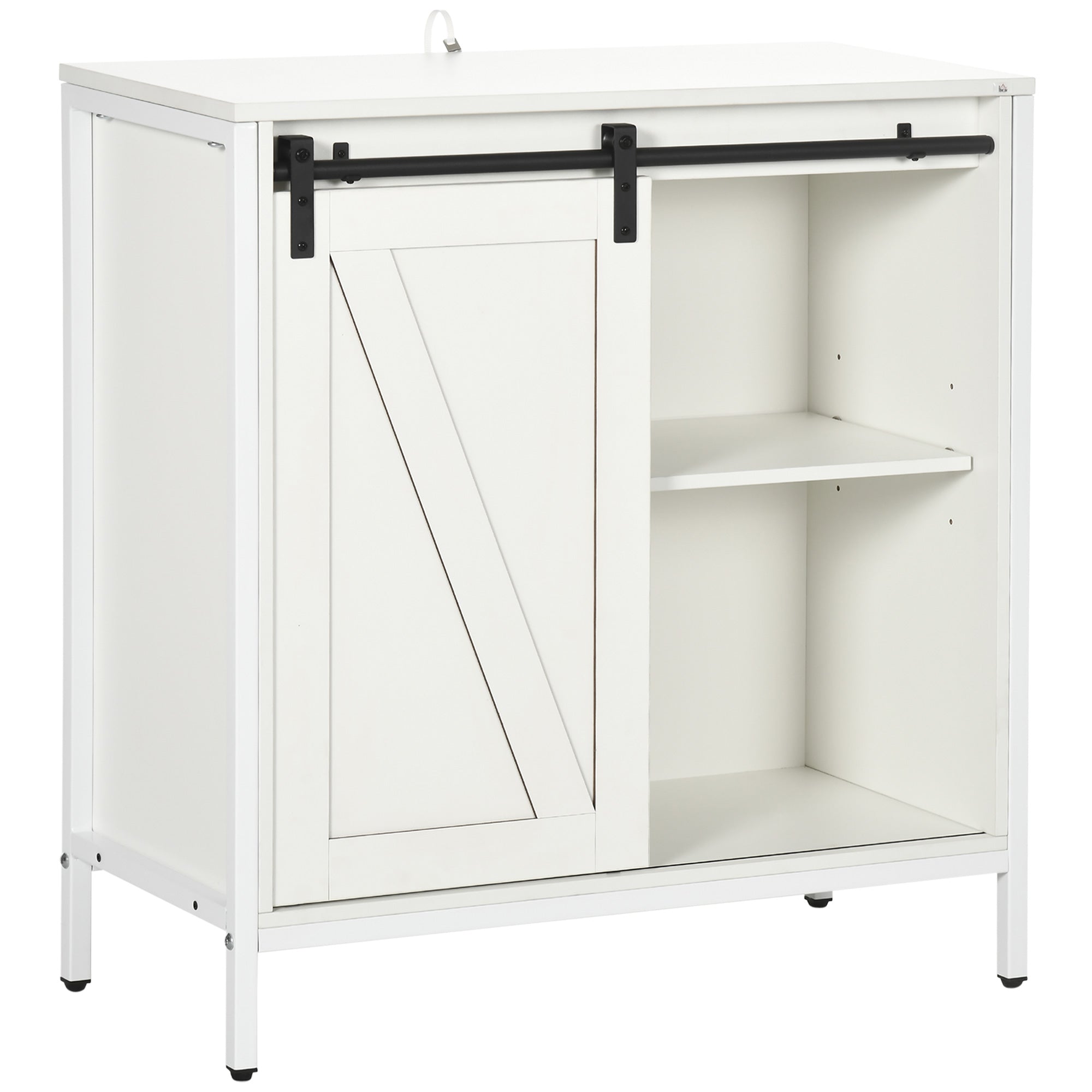 Buffet Cabinet Farmhouse Sideboard Bar Cabinet with Adjustable Shelf Sliding Barn Door for Kitchen White