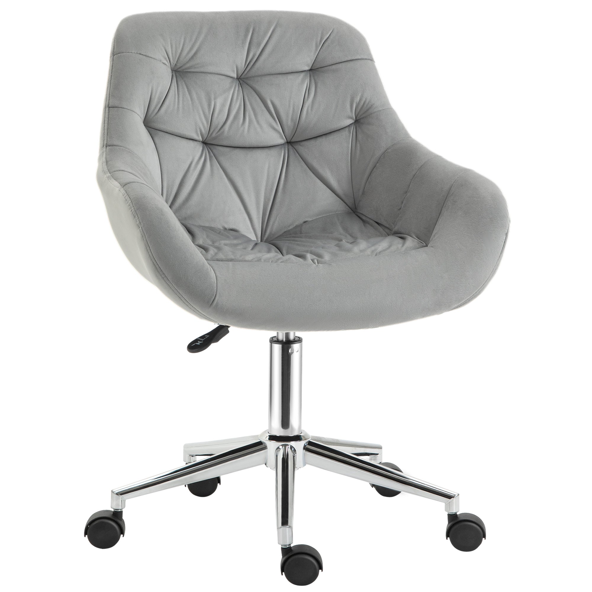 Vinsetto Home Office Chair Velvet Ergonomic Computer Chair Comfy Desk Chair with Adjustable Height, Arm and Back Support, Grey