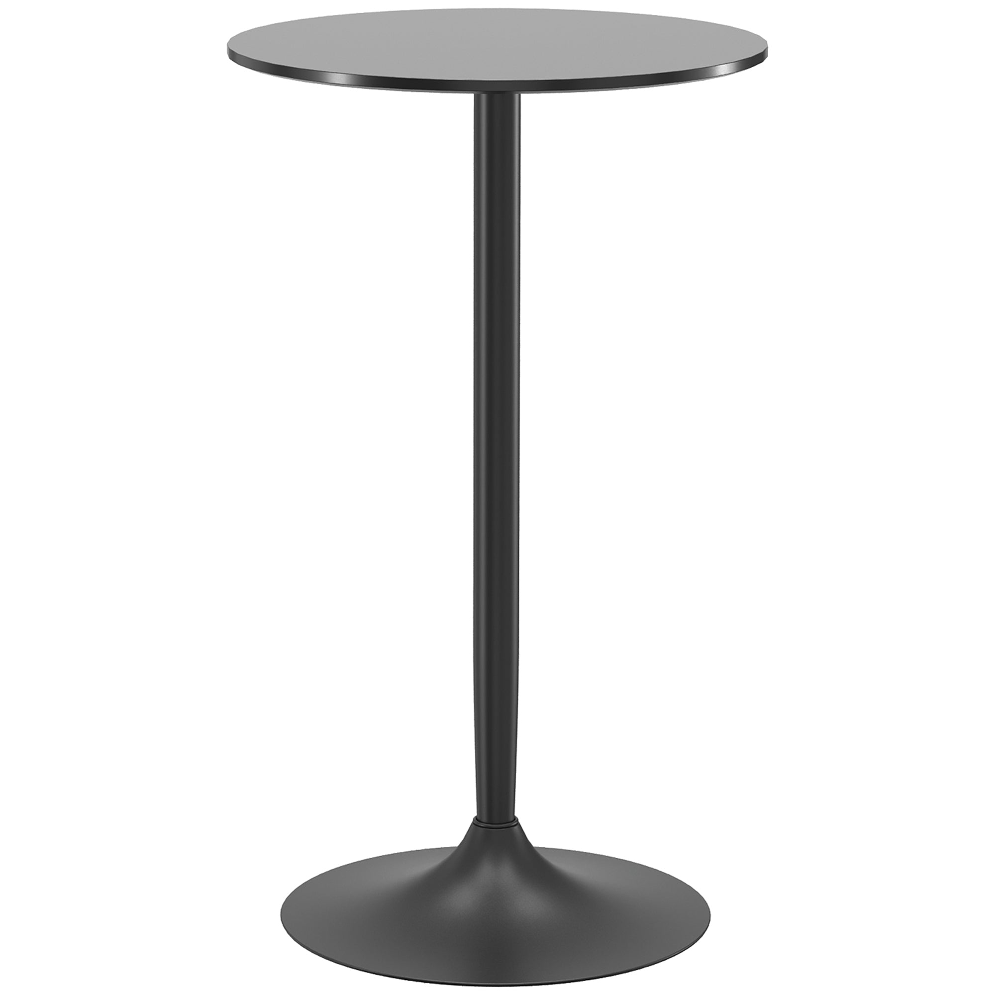 HOMCOM Round Bar Table, High Top Kitchen Table with Painted Top and Steel Frame, Modern Pub Table for 2, Easy Assembly for Home Bar, Black