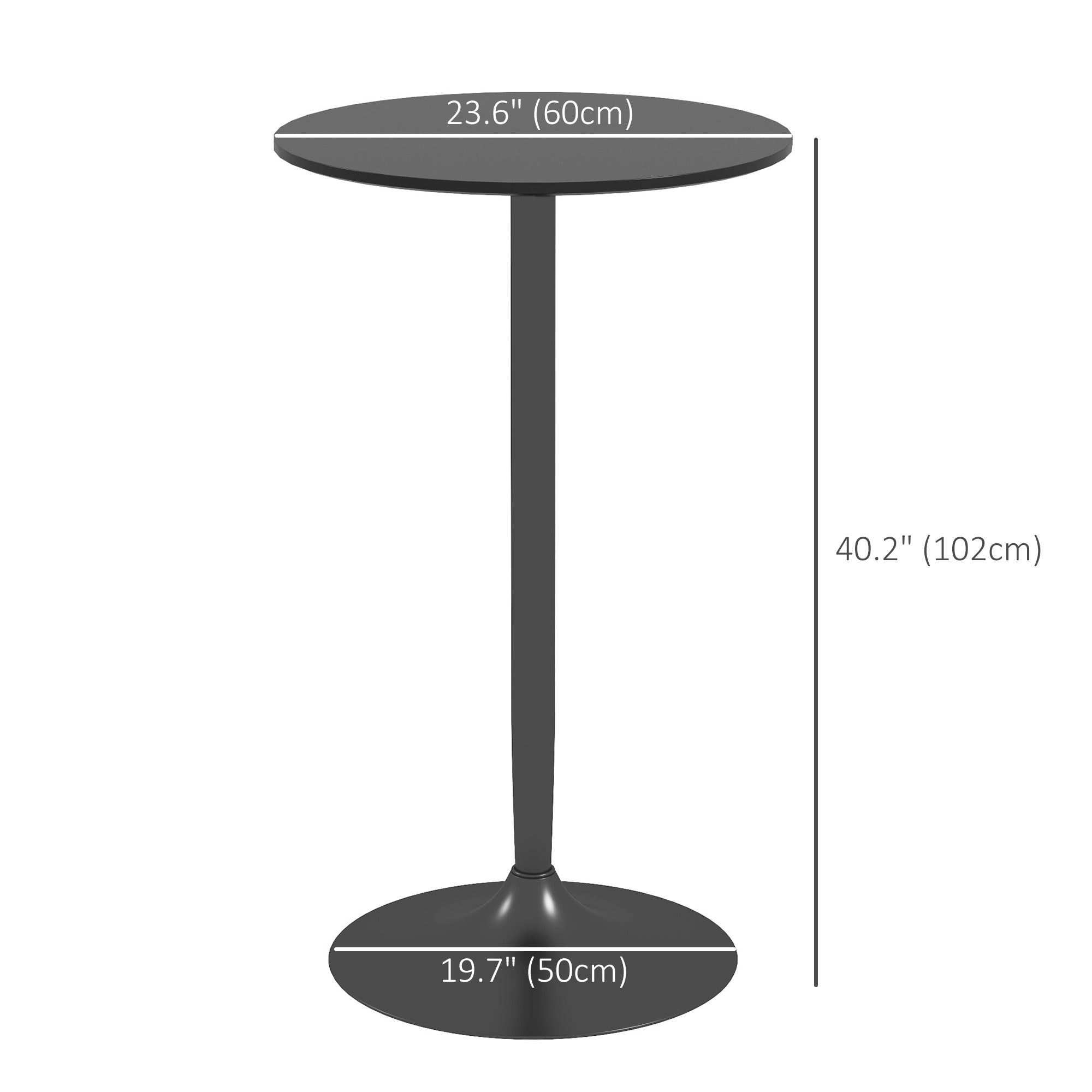 HOMCOM Round Bar Table, High Top Kitchen Table with Painted Top and Steel Frame, Modern Pub Table for 2, Easy Assembly for Home Bar, Black