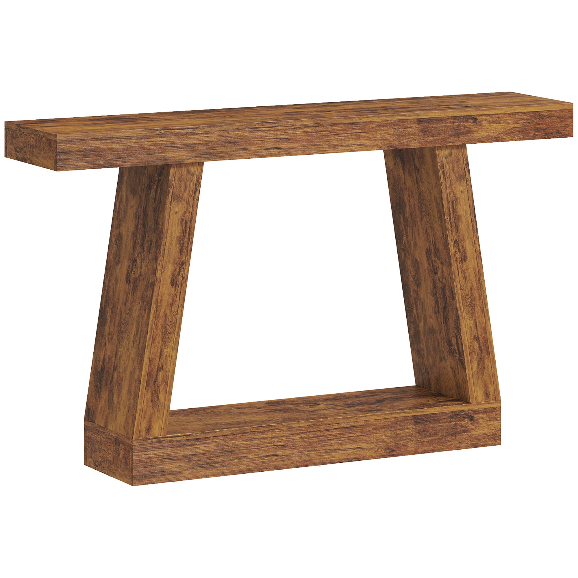 55" Farmhouse Console Table, 2-Tier Entryway Table with Storage and Thickened Tabletop for Hallway, Living Room, Entrance, Behind Couch, Dark Brown
