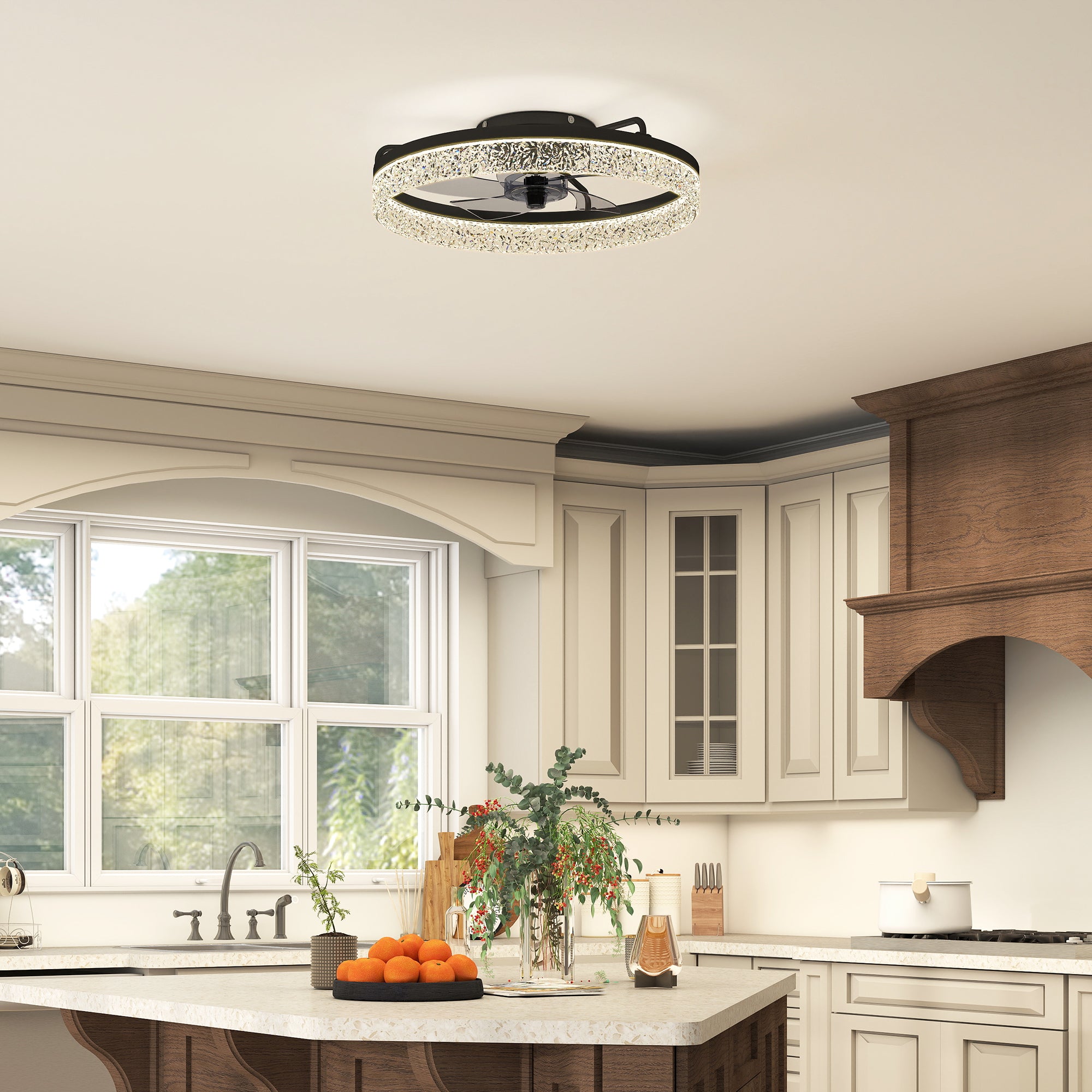 Ceiling Fans with Lights and Remote & App Control, 50 cm Modern LED Ceiling Fan Light with 3 Colour Temperatures, 6 Speed, Timer, Dimmable, Quiet Reversible DC Motor, for Bedroom, Study, Black