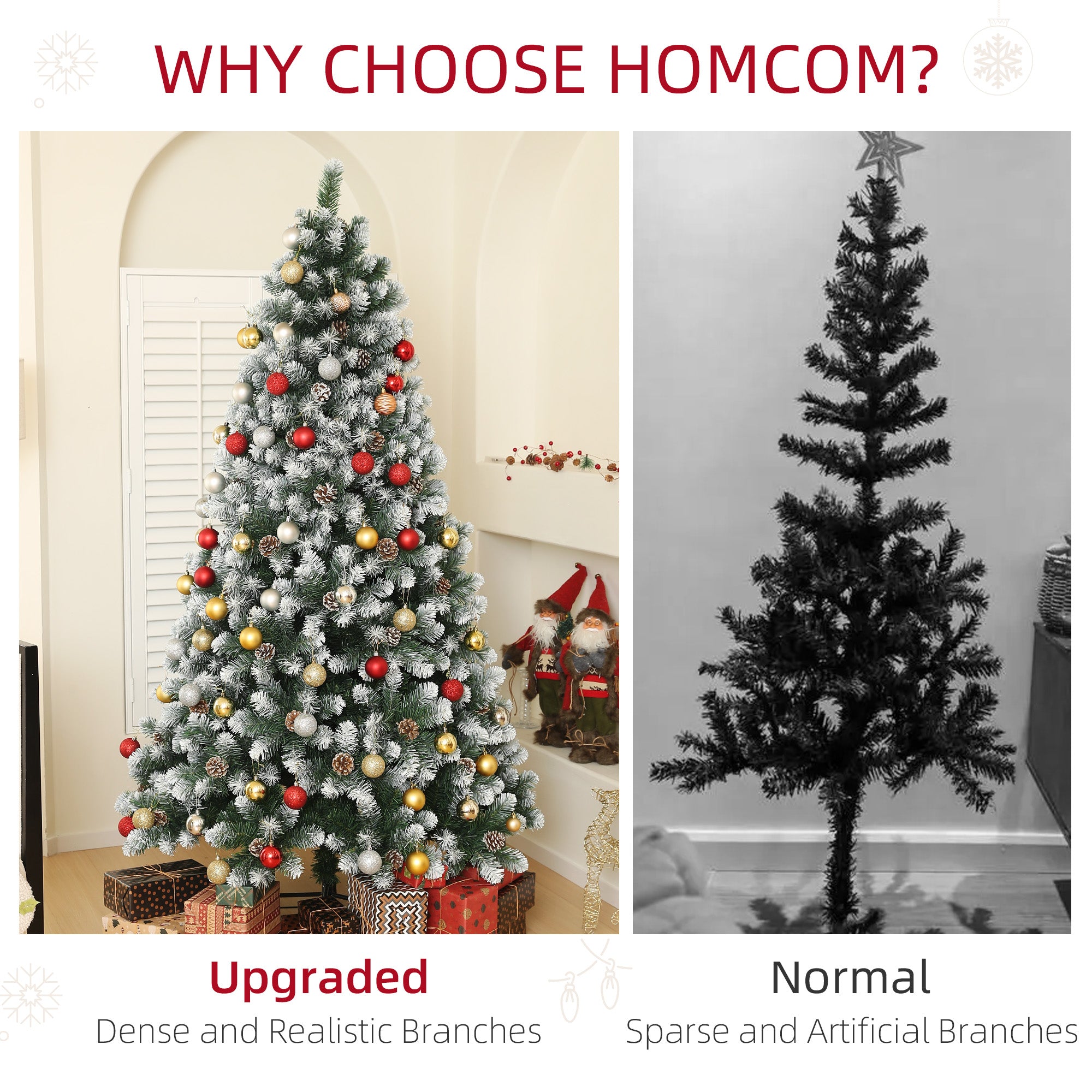 7ft Artificial Pine Christmas Tree with 1152 Branch Tips and Steel Base, Realistic Hinged Tree with Pinecones, Holiday Décor for Home Office, Green