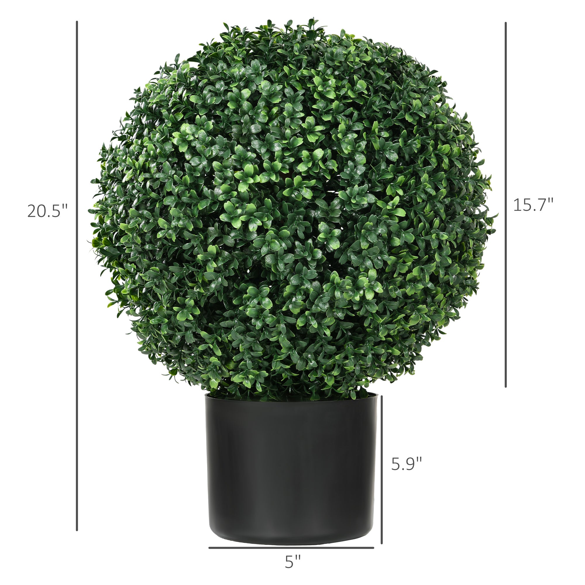 2 Pack 20.5" Artificial Tree, Ball Boxwood Topiary with Pot for Indoor Outdoor Home Decoration