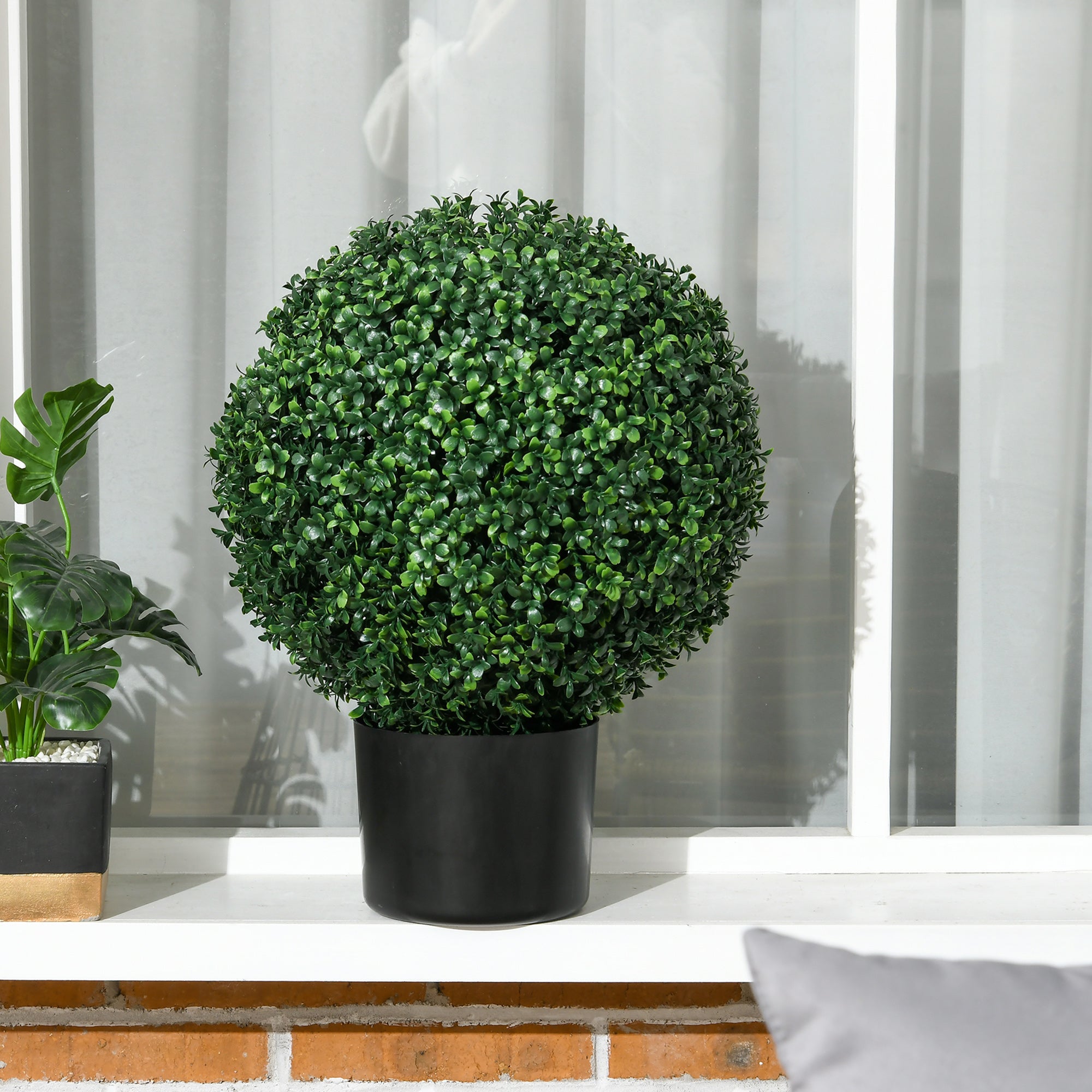 2 Pack 20.5" Artificial Tree, Ball Boxwood Topiary with Pot for Indoor Outdoor Home Decoration