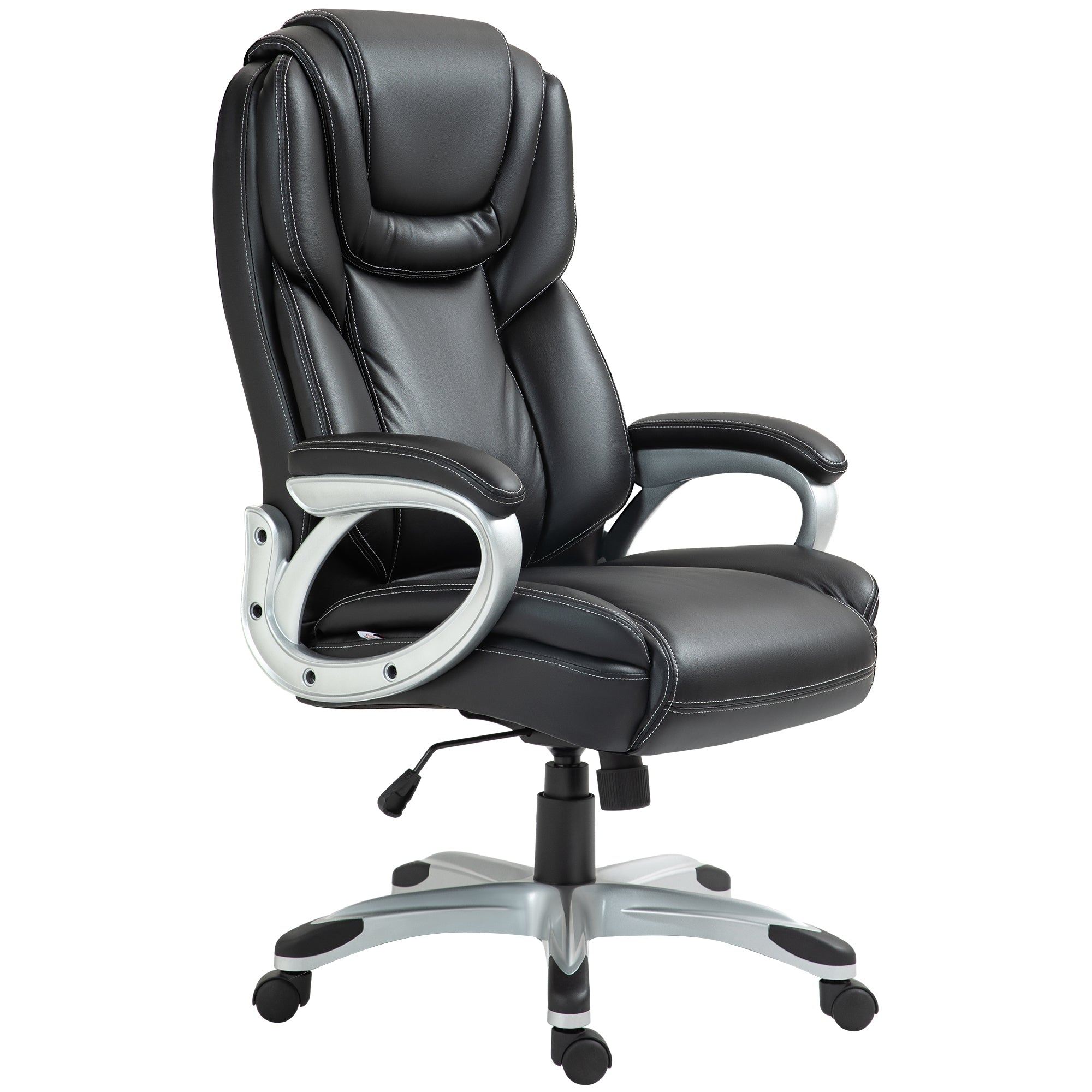 High Back Desk Chair with Swivel Wheels Executive Office Chair with Cushion & Adjustable Height Black