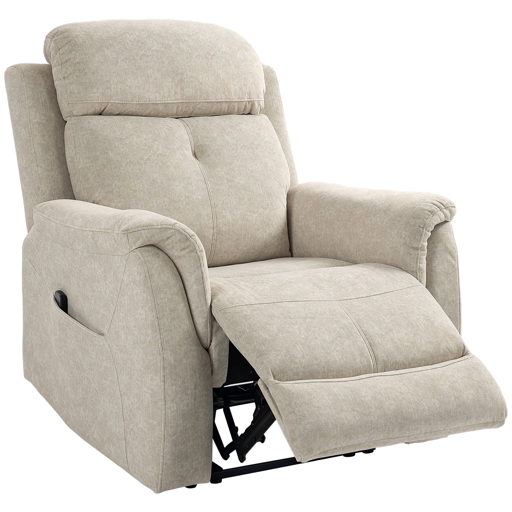 HOMCOM Massage Recliner Chair with 8-Point Vibration, Manual Fabric Reclining Chair for Living Room with Side Pockets, Remote Control, Retractable Footrest, Beige