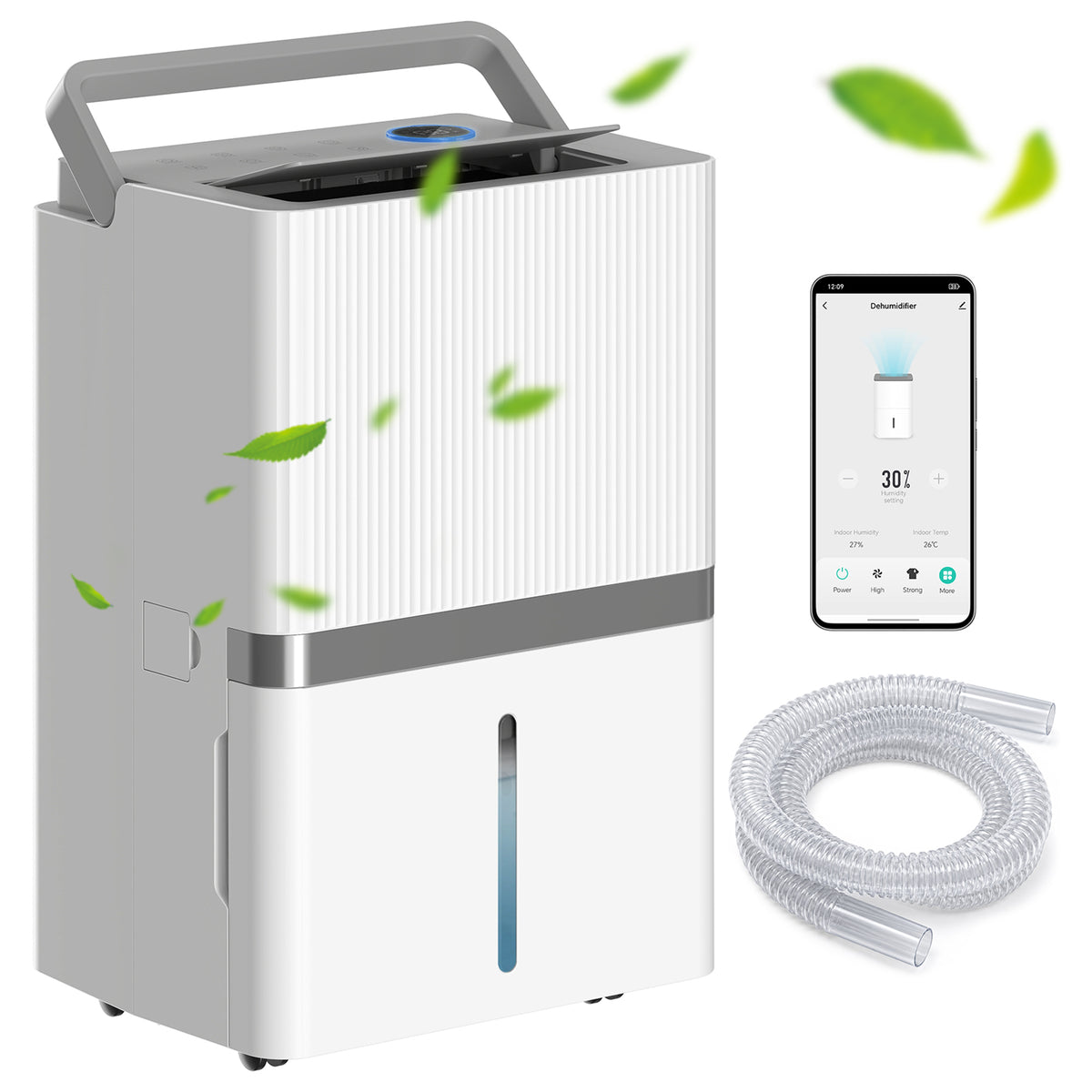 100 Pint Smart Dehumidifier for Basement and Home, 5,200 Sq. Ft., WiFi Large Dehumidifiers with App, Alexa, Google Voice Control, Drain Hose, 3 Modes, Humidity Indicator