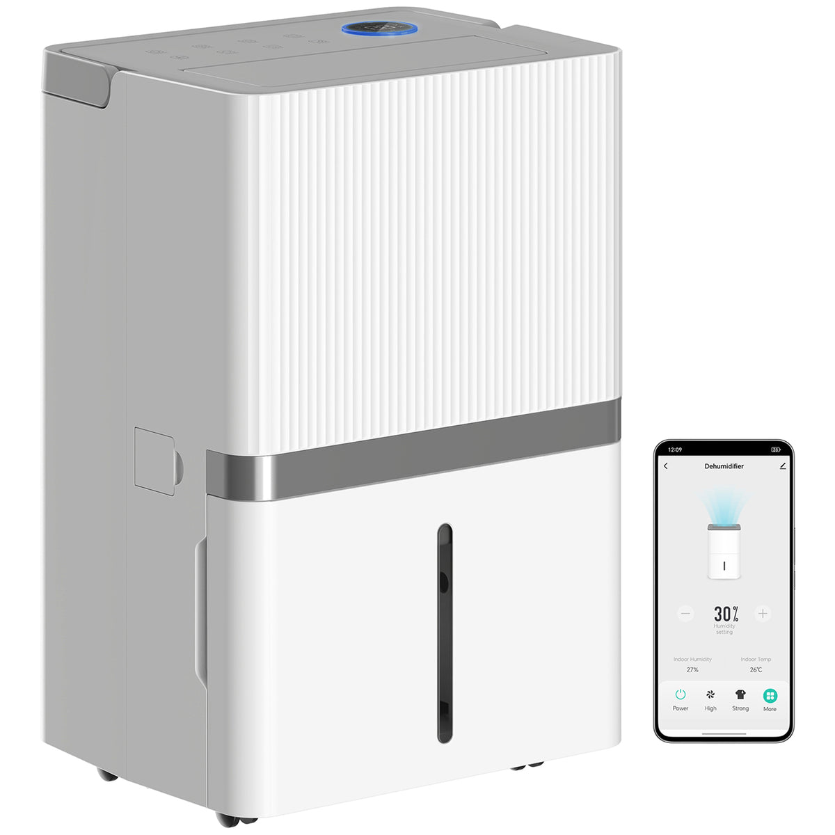 100 Pint Smart Dehumidifier for Basement and Home, 5,200 Sq. Ft., WiFi Large Dehumidifiers with App, Alexa, Google Voice Control, Drain Hose, 3 Modes, Humidity Indicator