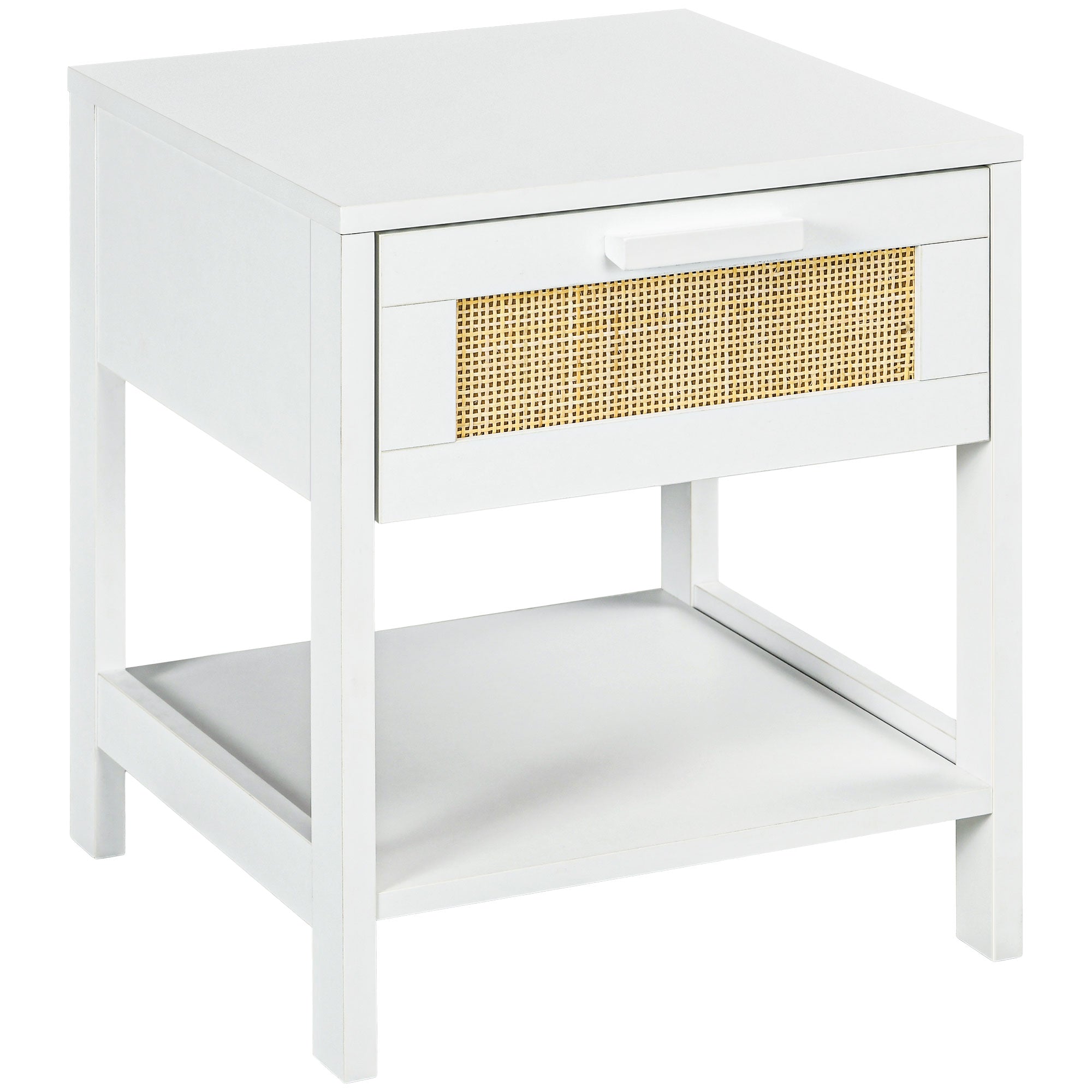 HOMCOM Narrow Nightstand, Bedside Table with Drawer and Storage Shelf for Bedroom, White