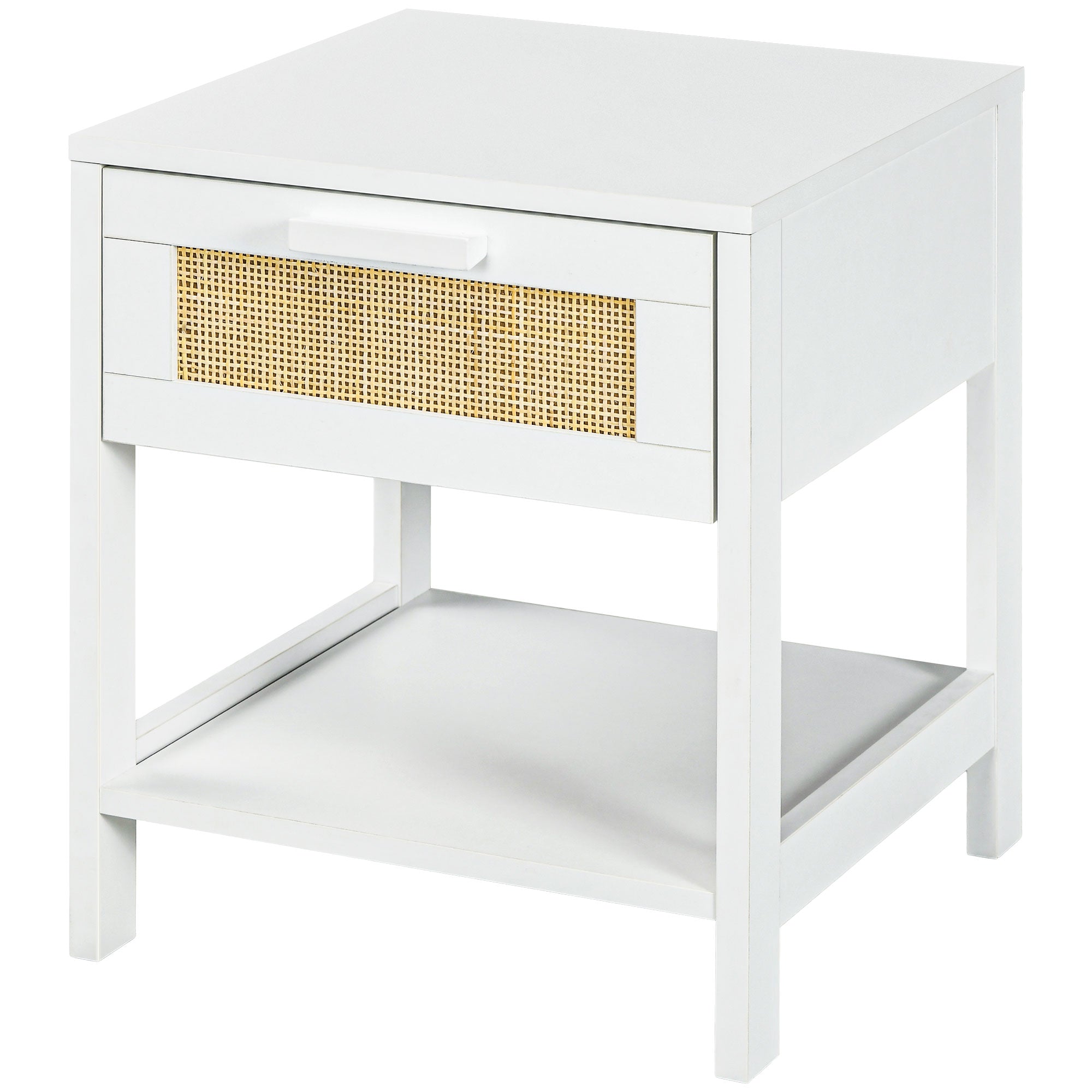 HOMCOM Narrow Nightstand, Bedside Table with Drawer and Storage Shelf for Bedroom, White