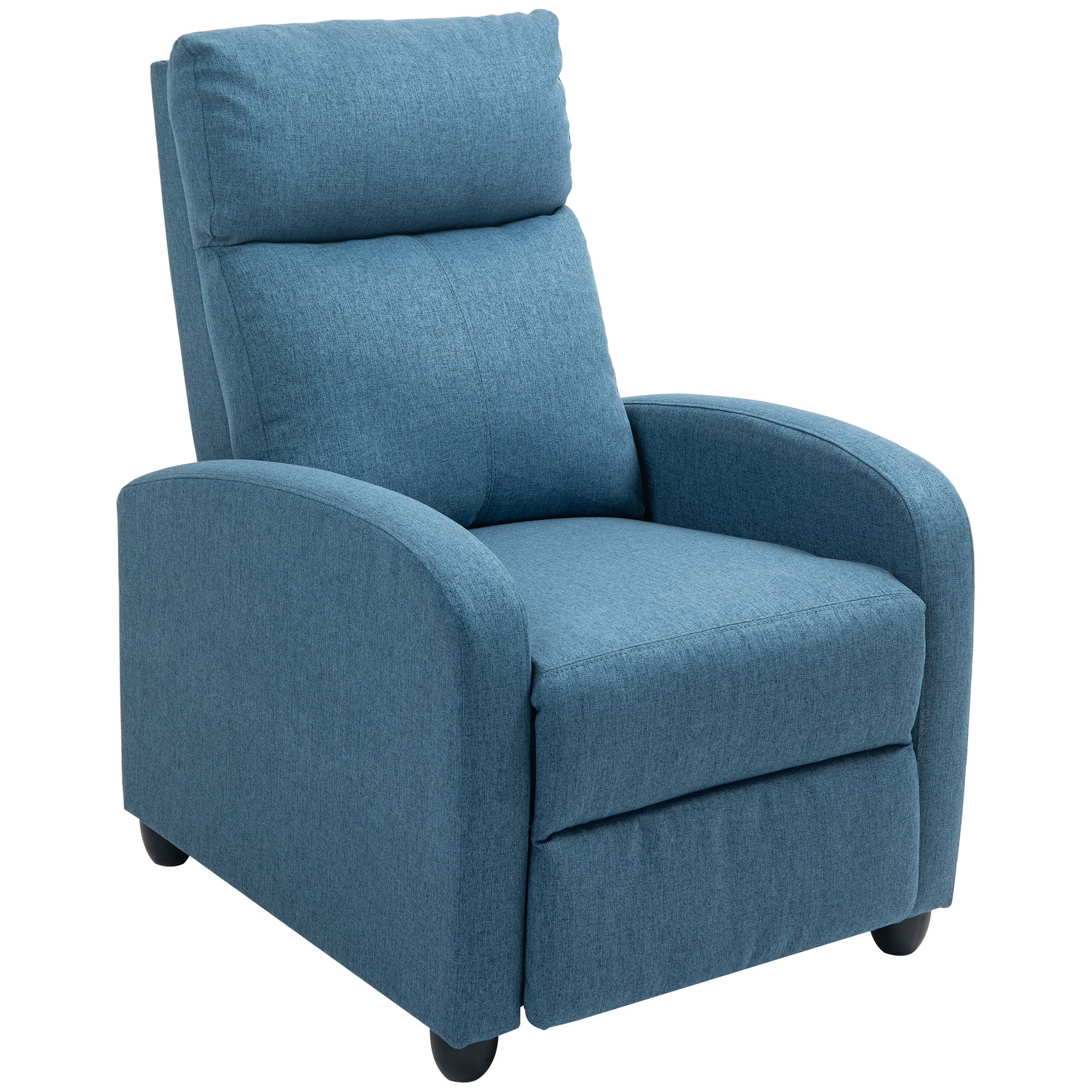 HOMCOM Push Back Recliner Chair, Fabric Home Theater Seating, Single Reclining Sofa Chair with Padded Seat for Living Room, Blue