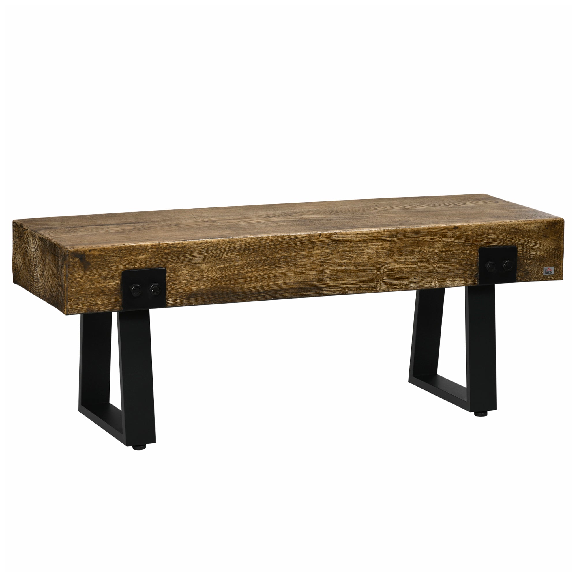 Garden Bench with Metal Legs Rustic Wood Effect Concrete Entryway Bench for Indoor Outdoor Use