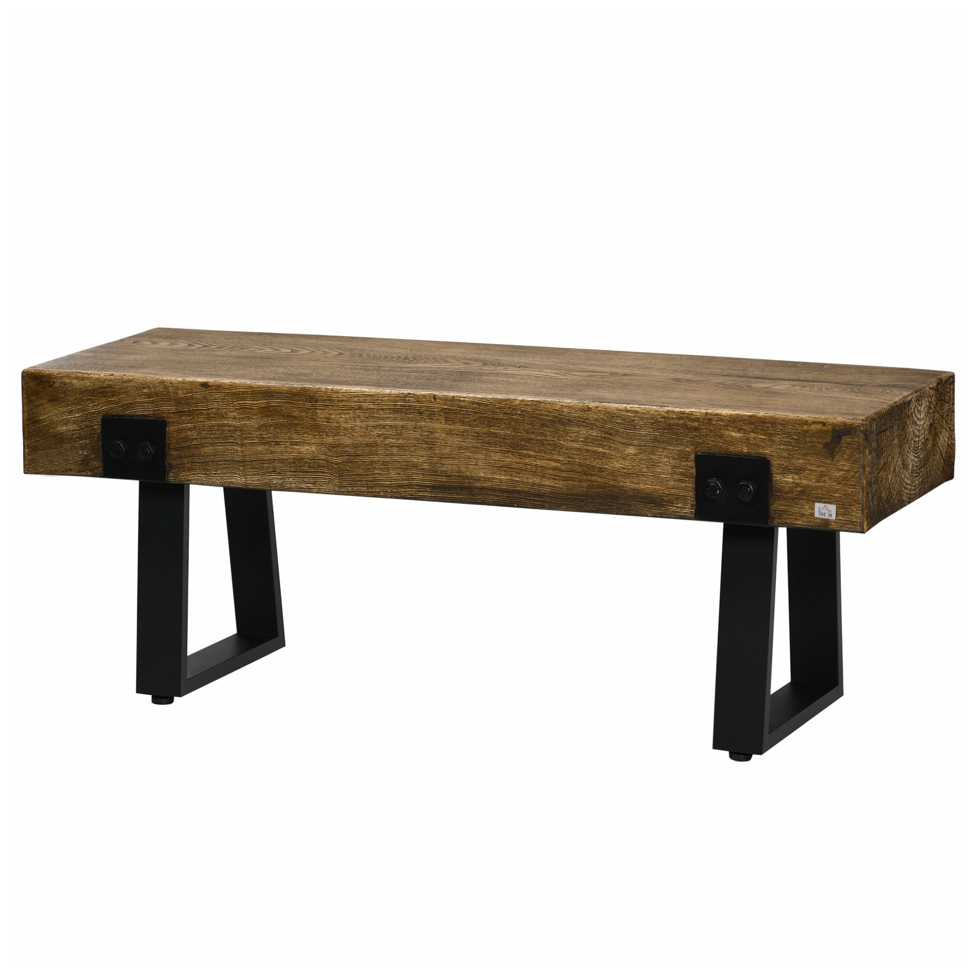 Garden Bench with Metal Legs Rustic Wood Effect Concrete Entryway Bench for Indoor Outdoor Use