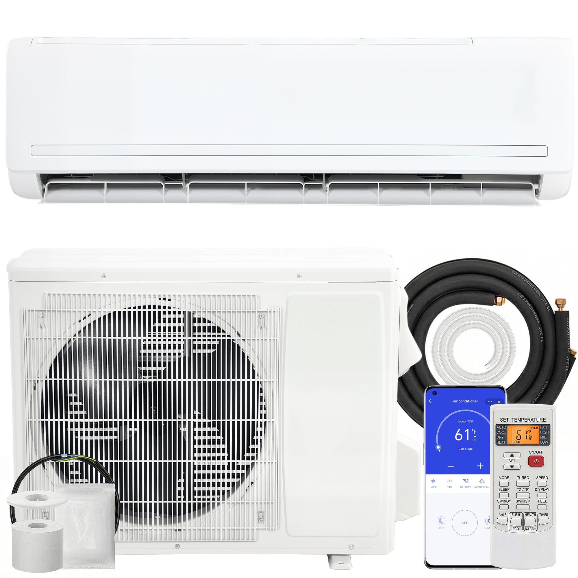 24000 BTU Mini Split Air Conditioner and Heat Pump, 19 SEER2 230V Energy Efficient Ductless Inverter AC Unit Cools up to 1500 Sq.Ft, Complete Installation Kit