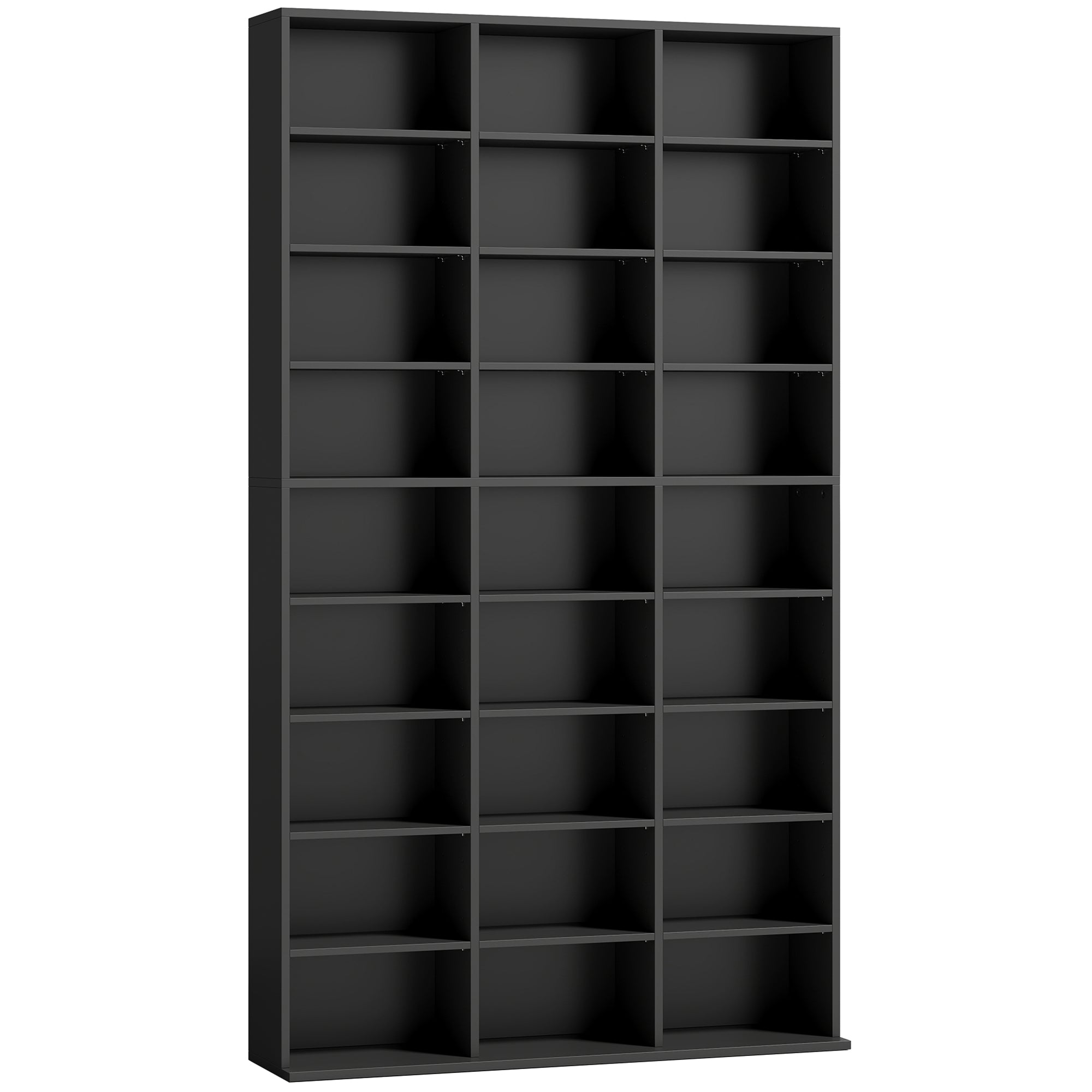 835 CD/500 DVD Storage Unit, Blu-ray Media Storage Shelf with 27 Compartments and 21 Adjustable Shelves, CD Tower for Living Room, Bedroom, Office, Black