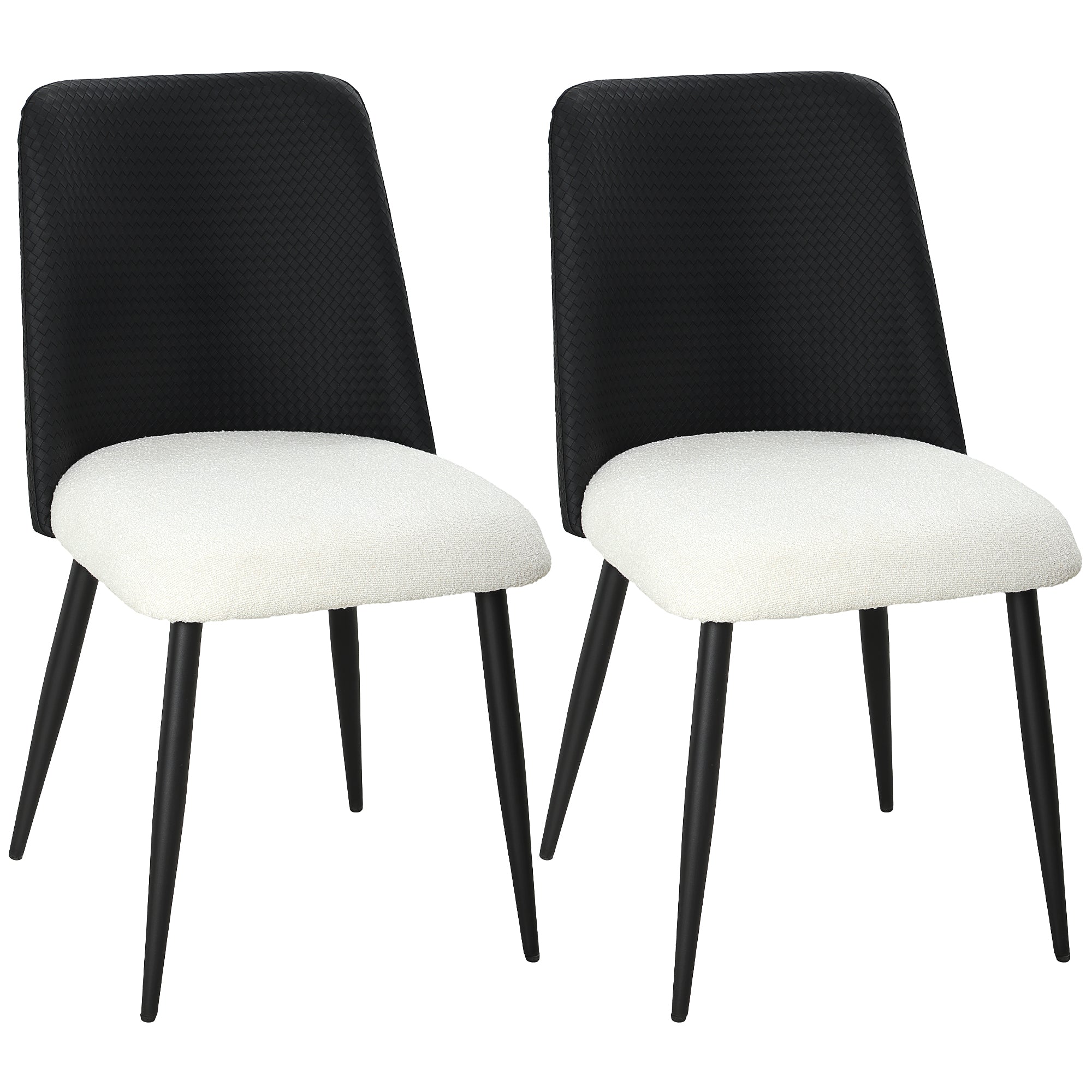 Dining Chairs Set of 2, Upholstered Kitchen Chairs with Padded Seat, Adjustable Foot Pads, Powder-Coated Steel Legs for Dining Room, Kitchen, Black