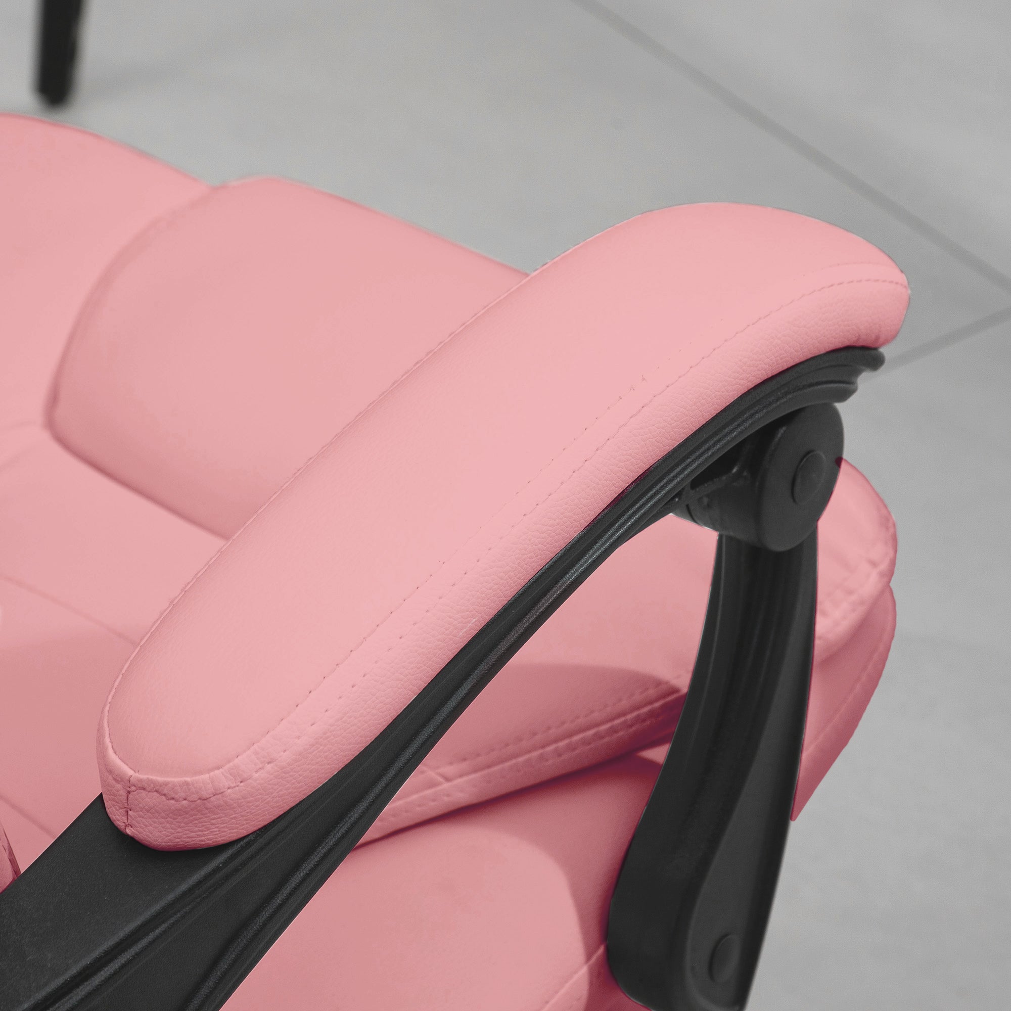 High Back Executive Office Chair with Vibration Massage Office Chair with Reclining Backrest Adjustable Height Pink