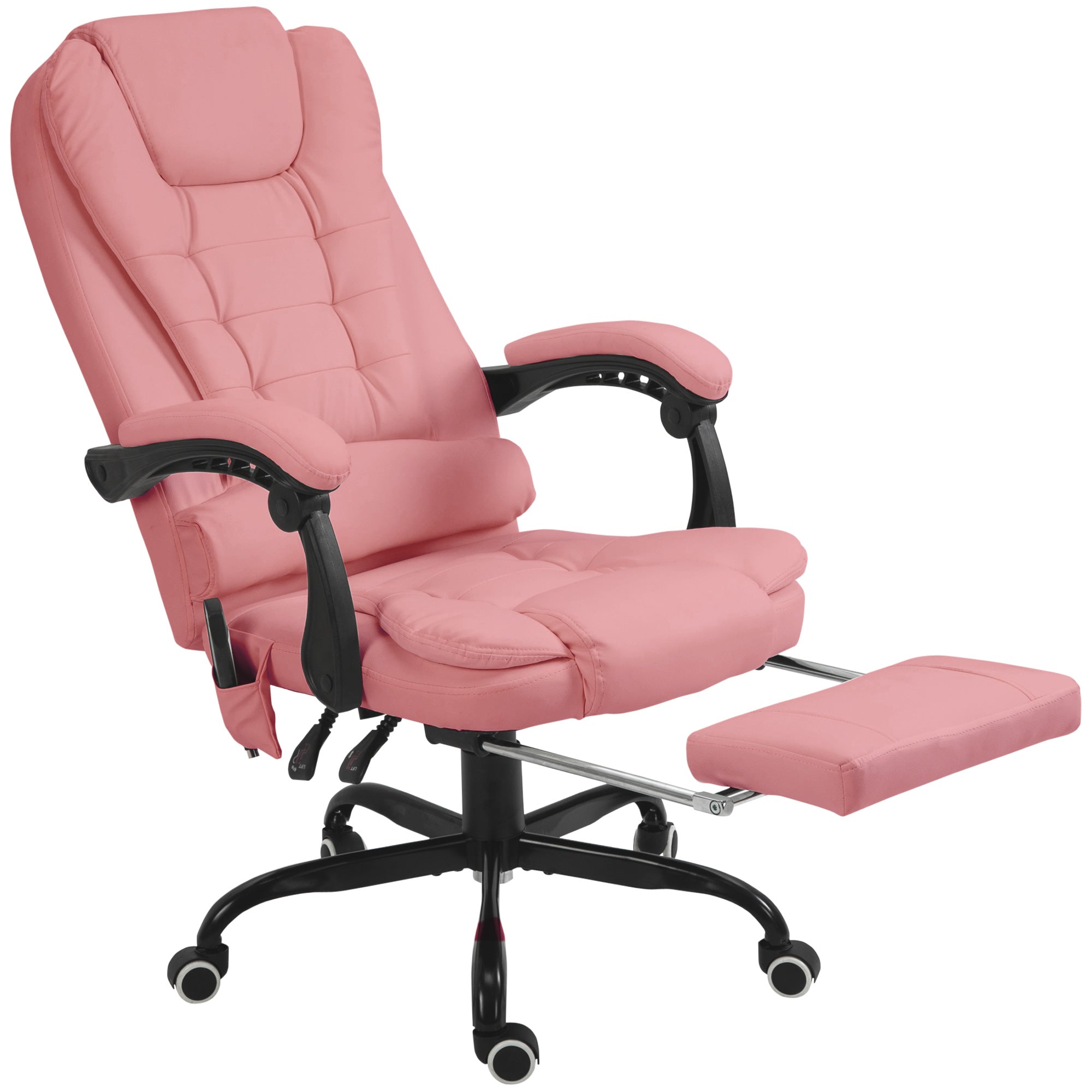 High Back Executive Office Chair with Vibration Massage Office Chair with Reclining Backrest Adjustable Height Pink