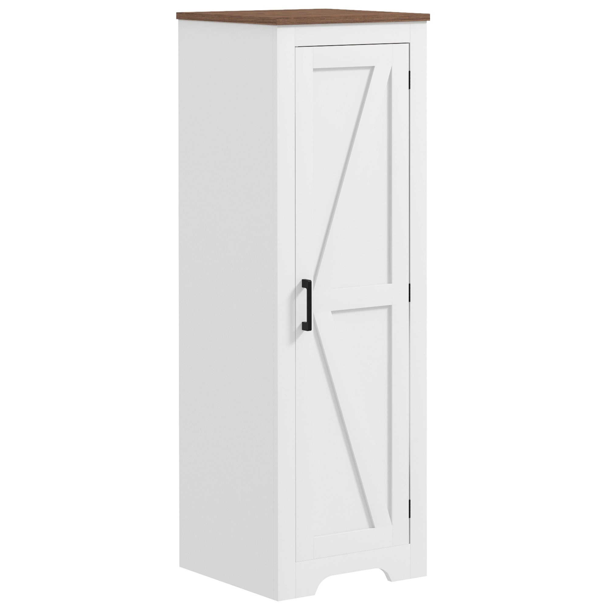 Farmhouse Accent Cabinet with Adjustable Shelf Barn Door Storage Cabinet for Living Room Floor Pantry Cabinet, White