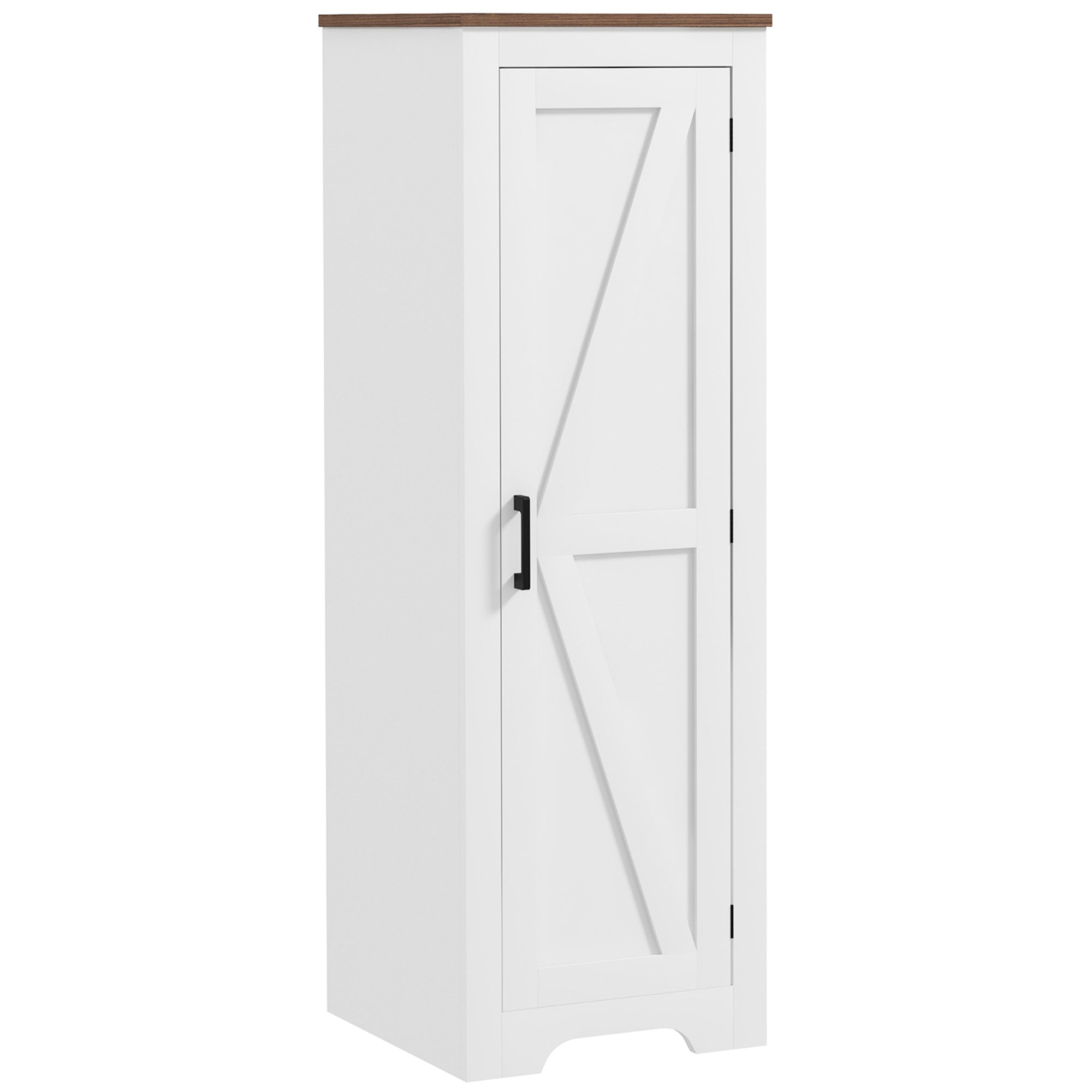 Farmhouse Accent Cabinet with Adjustable Shelf Barn Door Storage Cabinet for Living Room Floor Pantry Cabinet, White