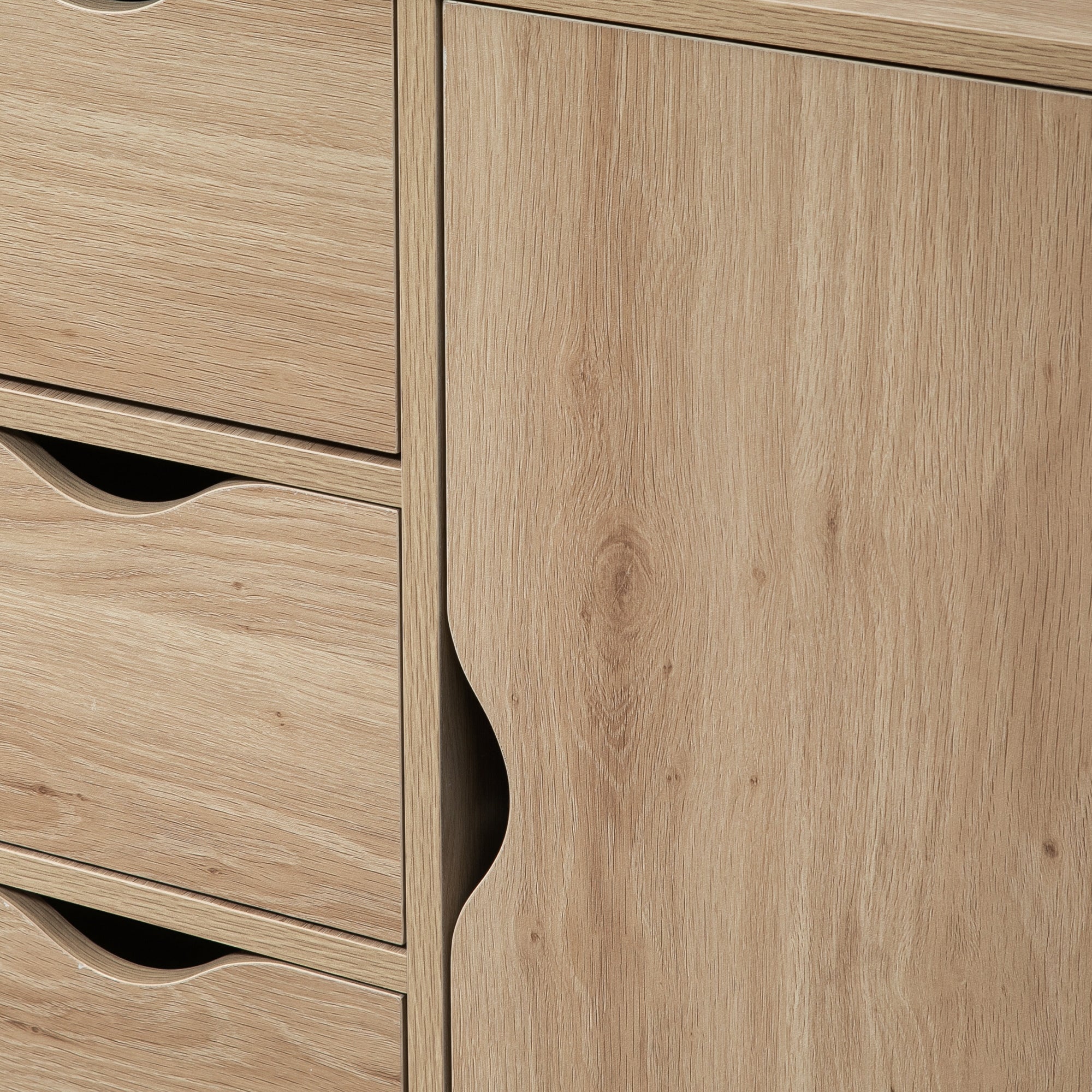 HOMCOM Bathroom Floor Cabinet, Freestanding Storage Unit with 4 Drawers and Door Cupboard for Living Room, Kitchen, Bedroom, Natural