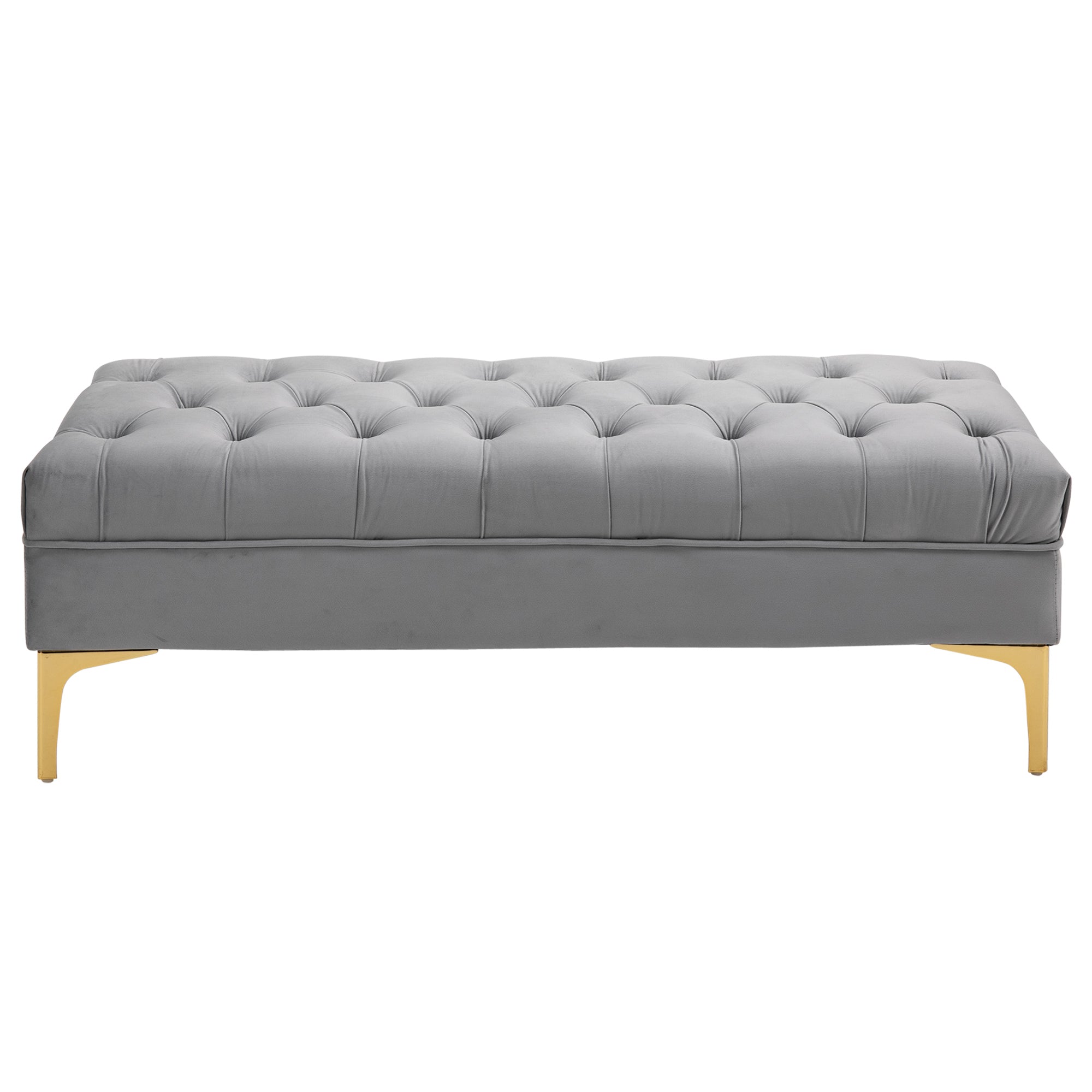 HOMCOM Velvet Upholstered Bench, End of Bed Bench, Entryway Shoe Bench with Button Tufted for Living Room, Bedroom, Grey