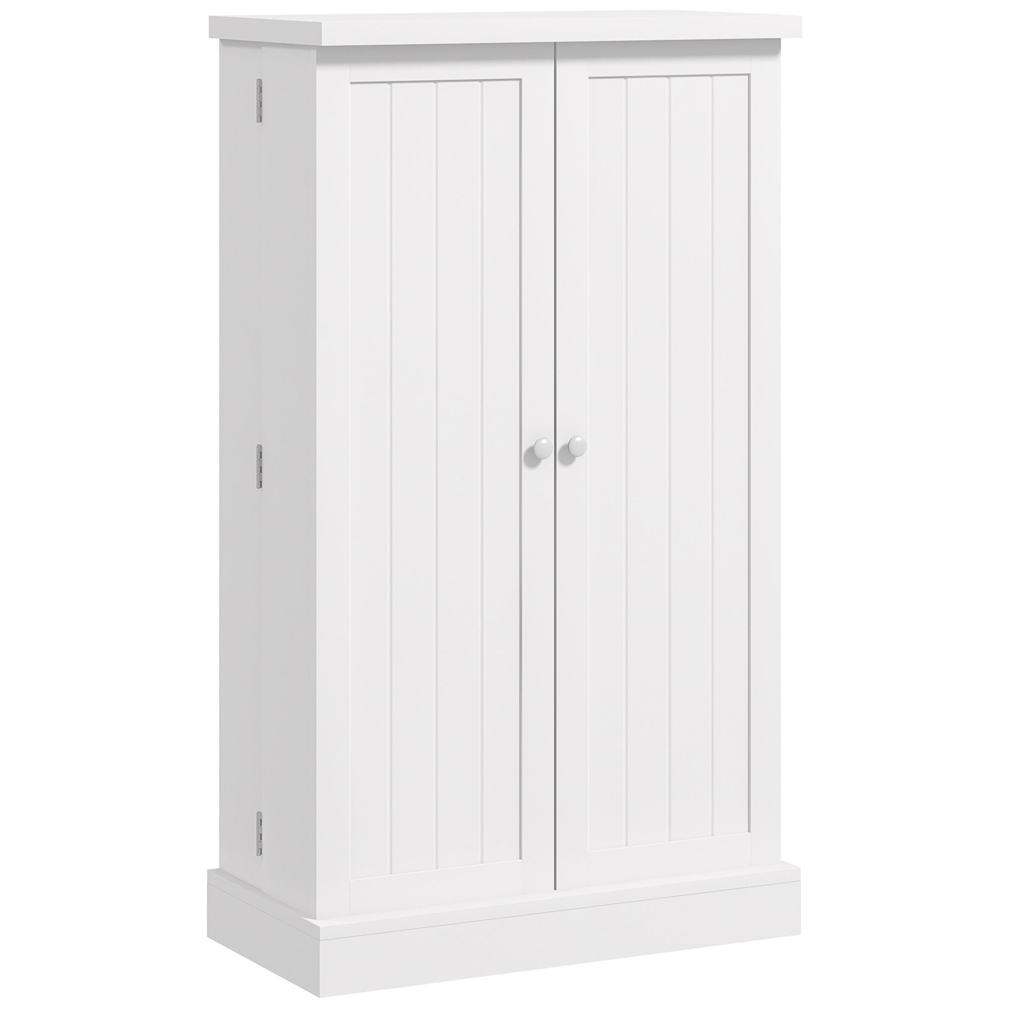 Freestanding Kitchen Pantry, Kitchen Storage Cabinet with 5-Tier Shelf, 12 Spice Racks, Adjustable Shelves, White