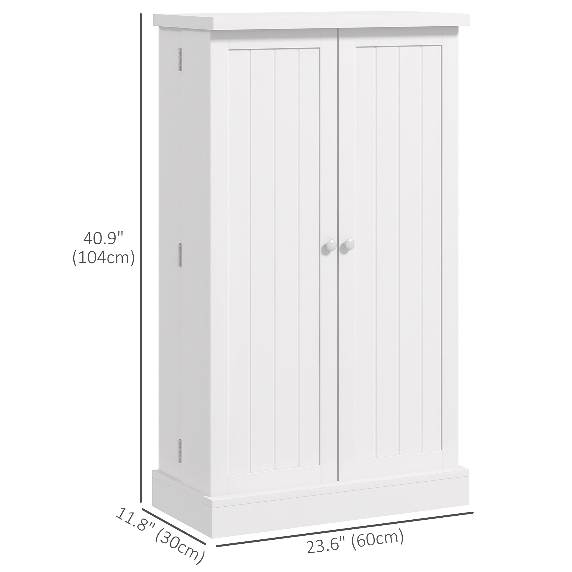 HOMCOM 41" Kitchen Pantry, Freestanding Kitchen Storage Cabinet with Double Doors, 5-Tier Shelf and Adjustable Shelves, White