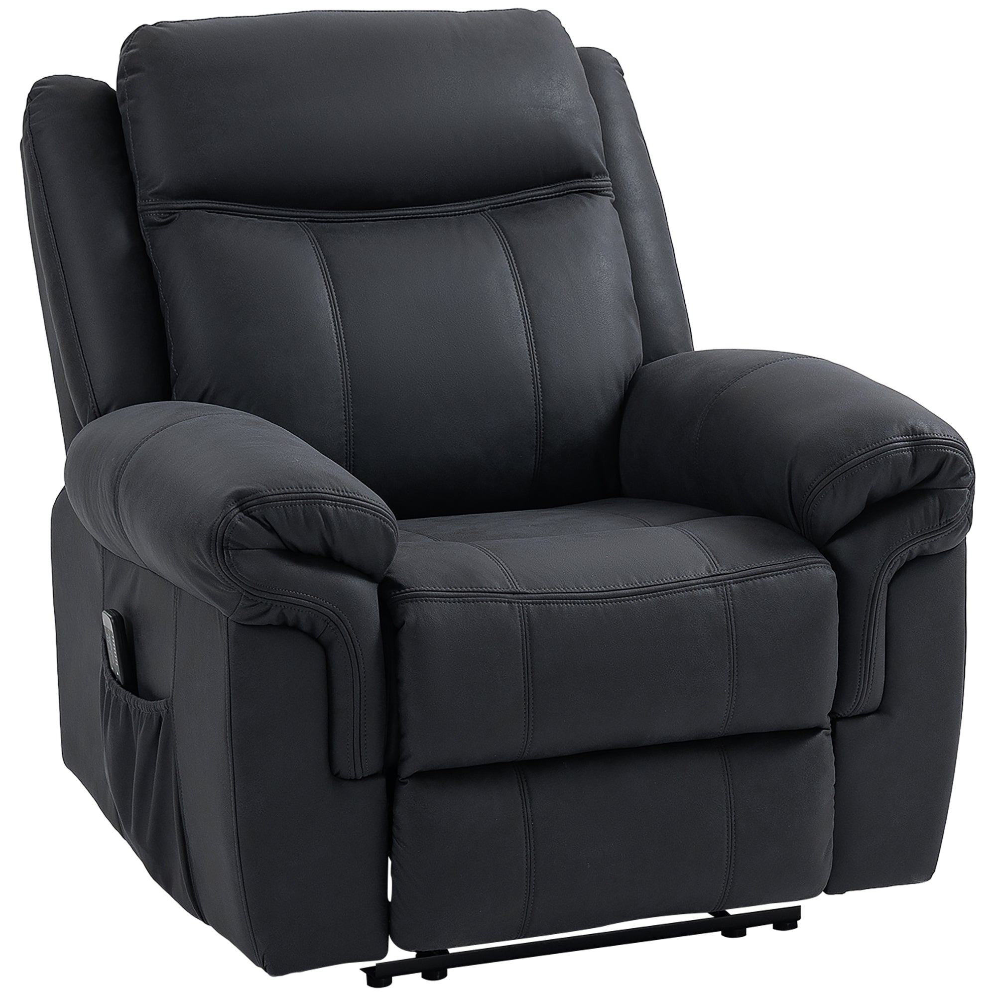 HOMCOM Vibration Massage Recliner Chair, Manual Microfibre Reclining Chair for Living Room with Side Pockets, Footrest, Remote, Easy Assembly, Black