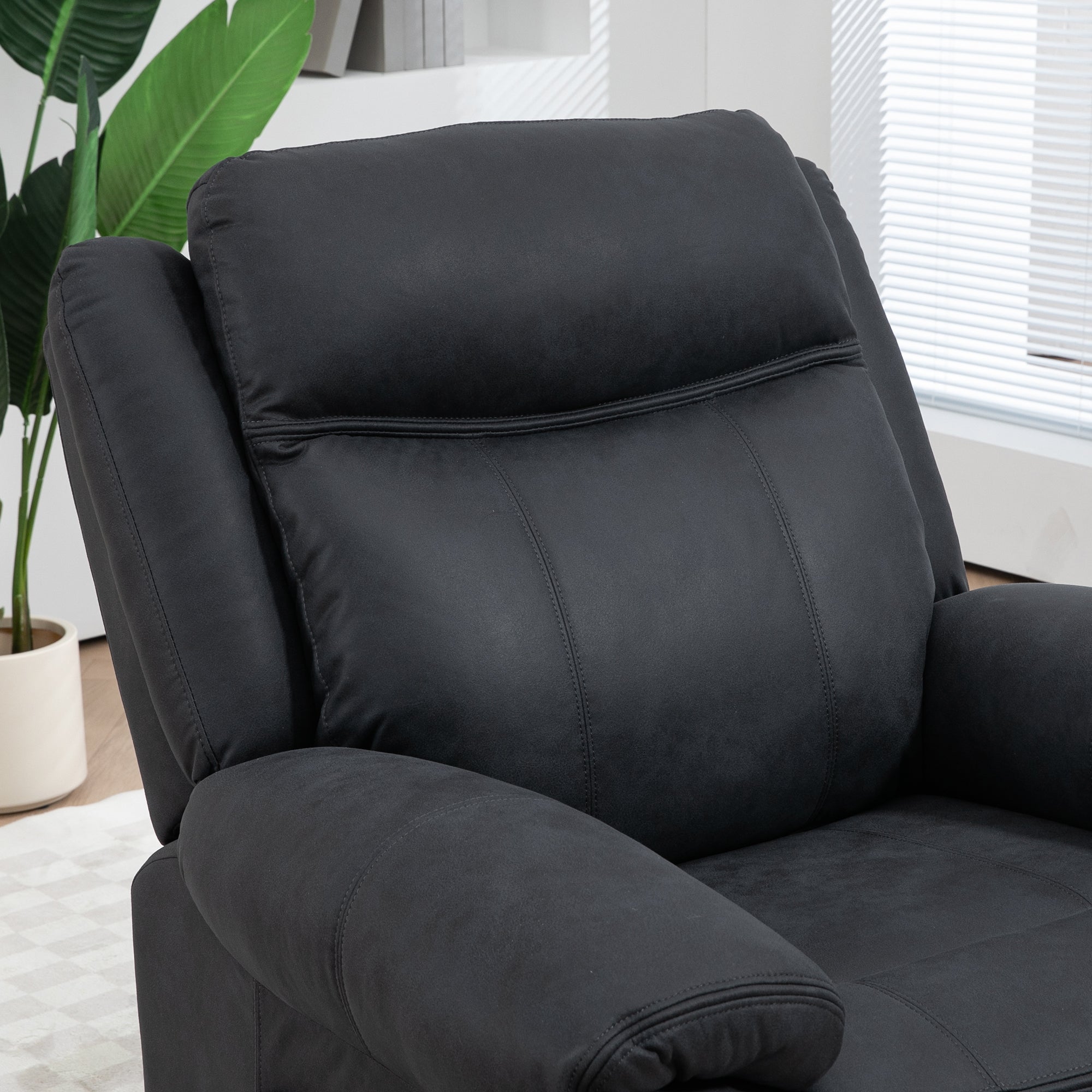 HOMCOM Vibration Massage Recliner Chair, Manual Microfibre Reclining Chair for Living Room with Side Pockets, Footrest, Remote, Easy Assembly, Black