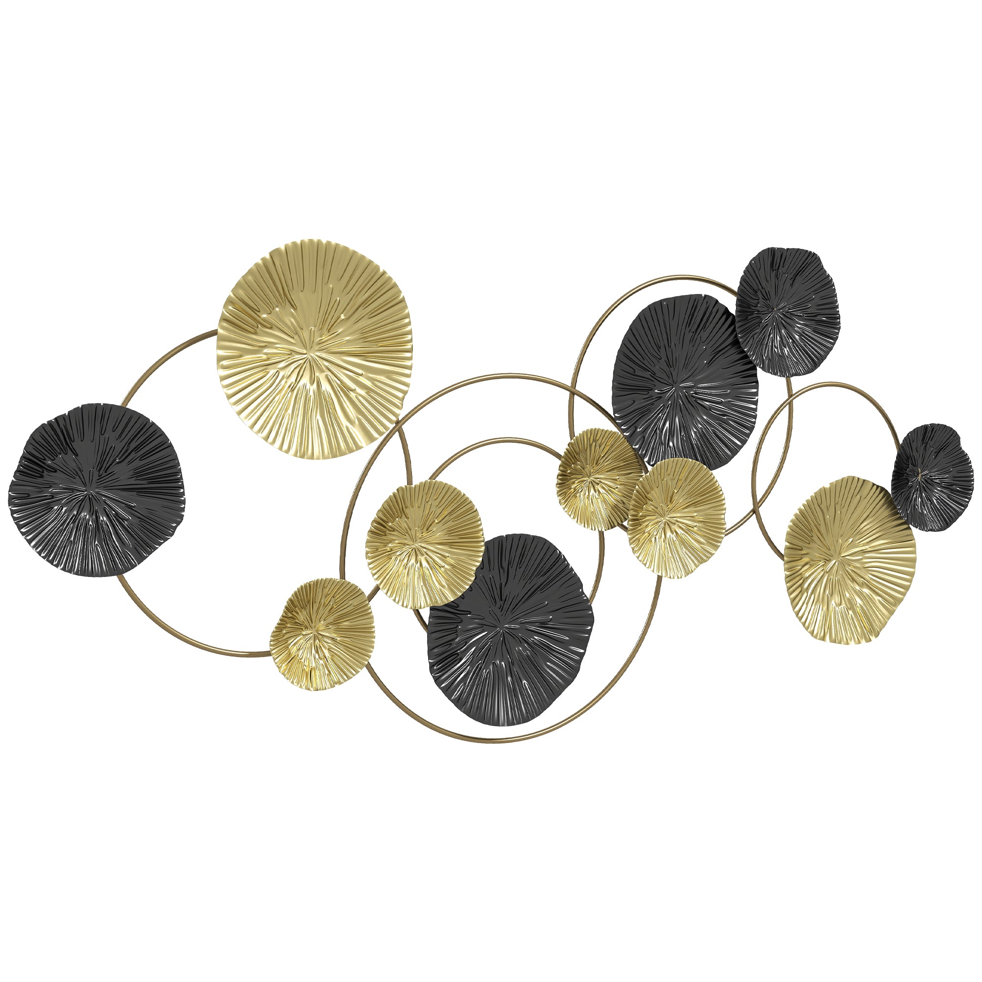 Large Metal Wall Art, Modern Hanging Wall Sculpture with Unique Multi-Disc Design, Horizontal or Vertical Metal Hanging Decoration for Living Room Bedroom Entryway