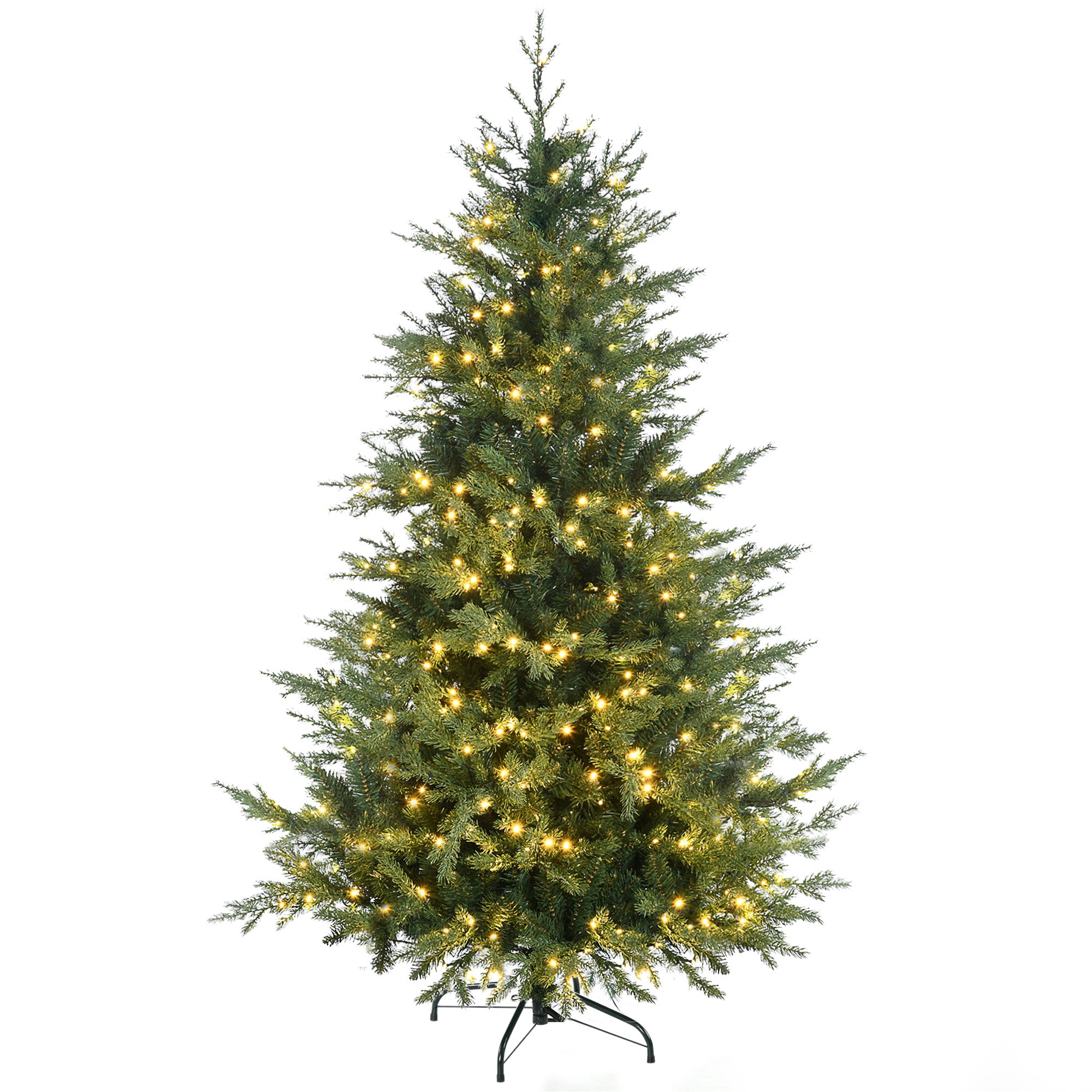 6' Artificial Prelit Christmas Trees Holiday Decor with Warm White LED Lights, Auto Open, 8 Light Modes