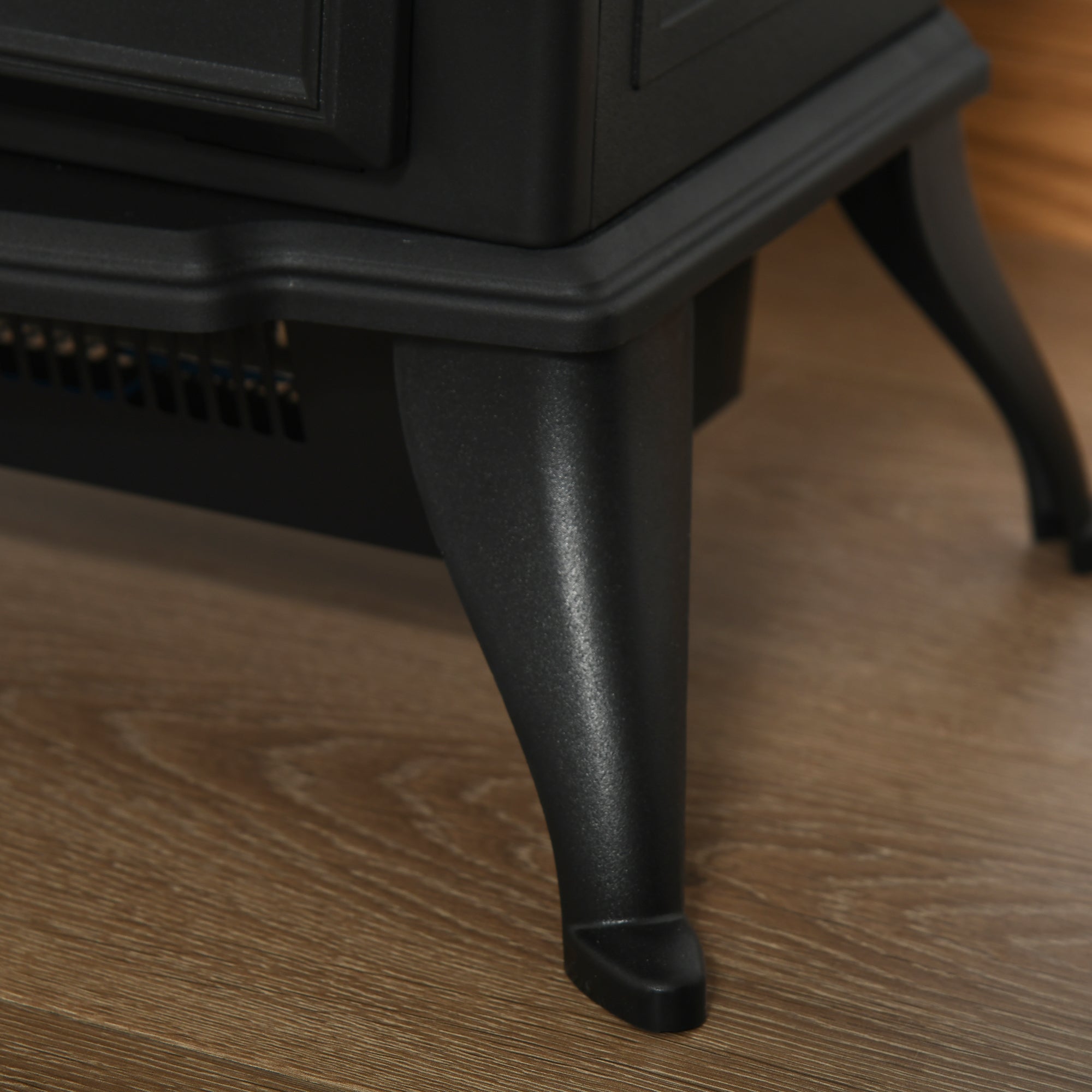 Electric Fireplace Heater Freestanding Fireplace Stove with Adjustable LED Flame Effect and Front Door, 750W/1500W, Black