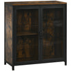 Industrial Wine Cabinet with 9 Bottle Wine Rack Retro Liquor Cabinet with Glass Holders Rustic Brown