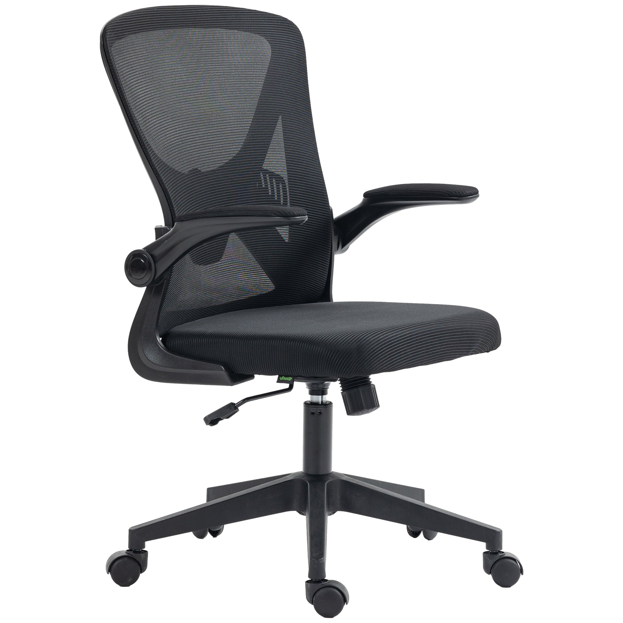 Mesh Office Chair, Mid-Back Computer Desk Chair with Lumbar Back Support, Adjustable Height, and Flip-Up Arms, Black