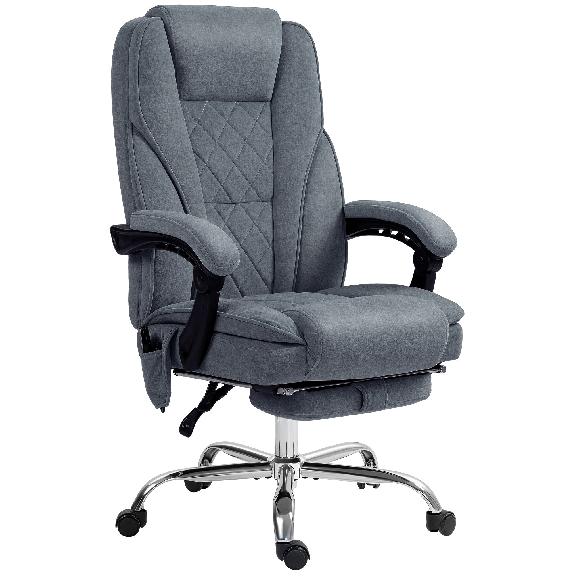 Massage Office Chair, Heated Reclining Computer Chair with Adjustable Height and Footrest, Charcoal Gray