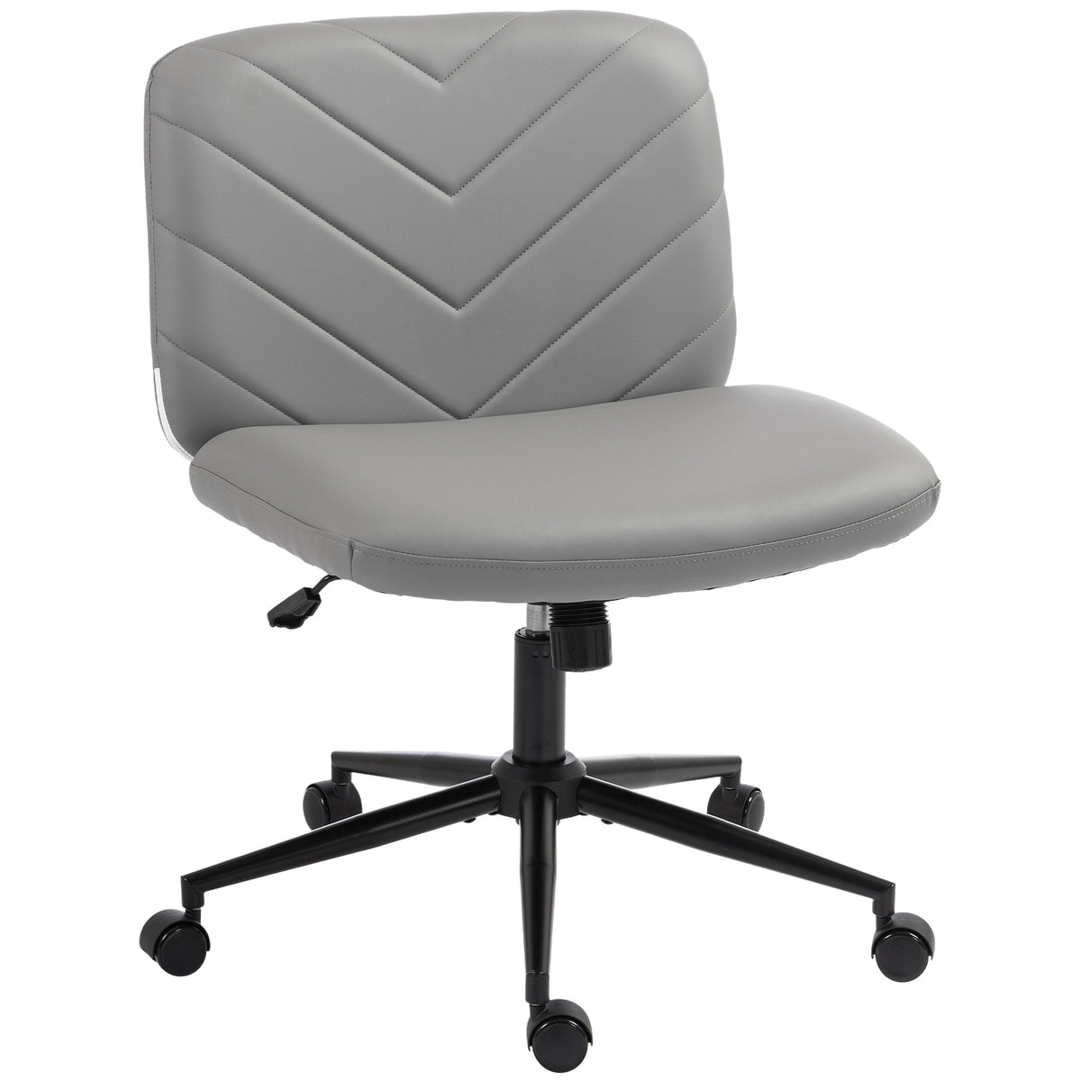 Criss Cross Legged Office Chair with Wide Seat, Swivel Desk Chair with Wheels, Rocking Function, Backrest, Adjustable Height, High-Density Foam, Computer Seat for Home Office, Bedroom, Grey