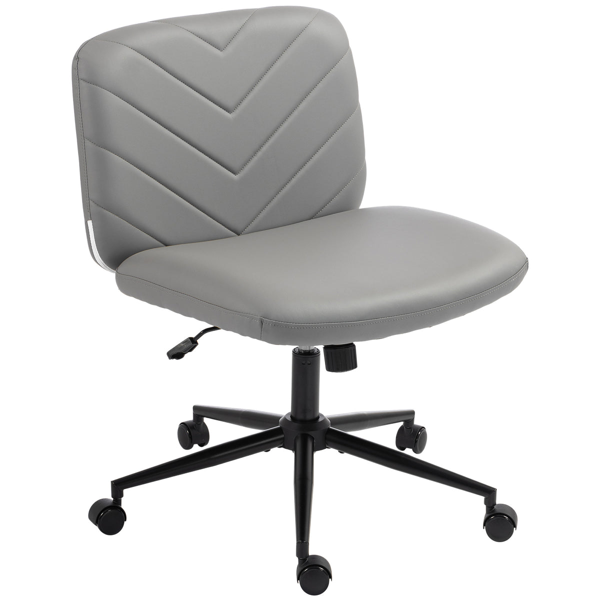 Criss Cross Legged Office Chair with Wide Seat, Swivel Desk Chair with Wheels, Rocking Function, Backrest, Adjustable Height, High-Density Foam, Computer Seat for Home Office, Bedroom, Grey
