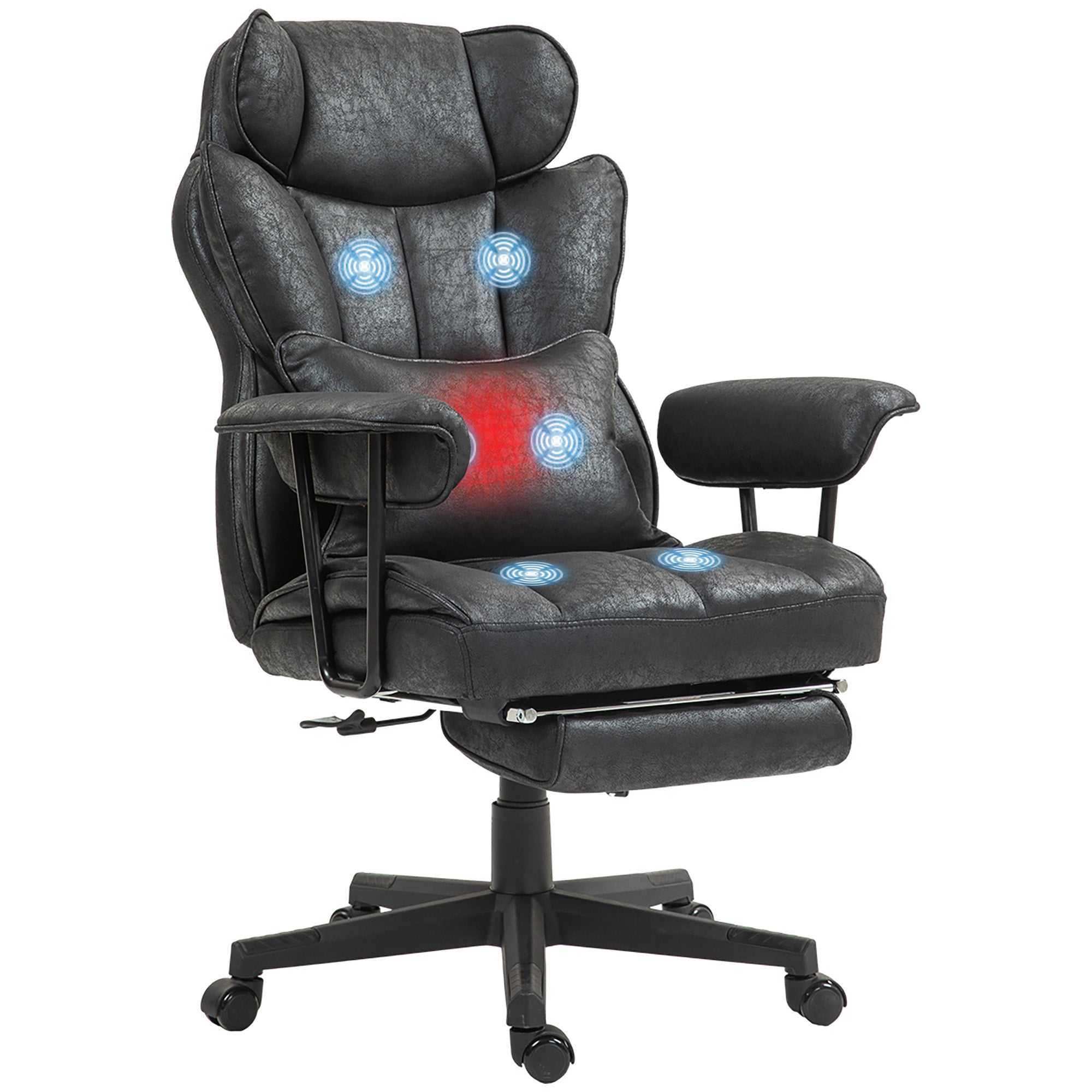 Big and Tall Massage Office Chair with Footrest, Lumbar Support & Reclining