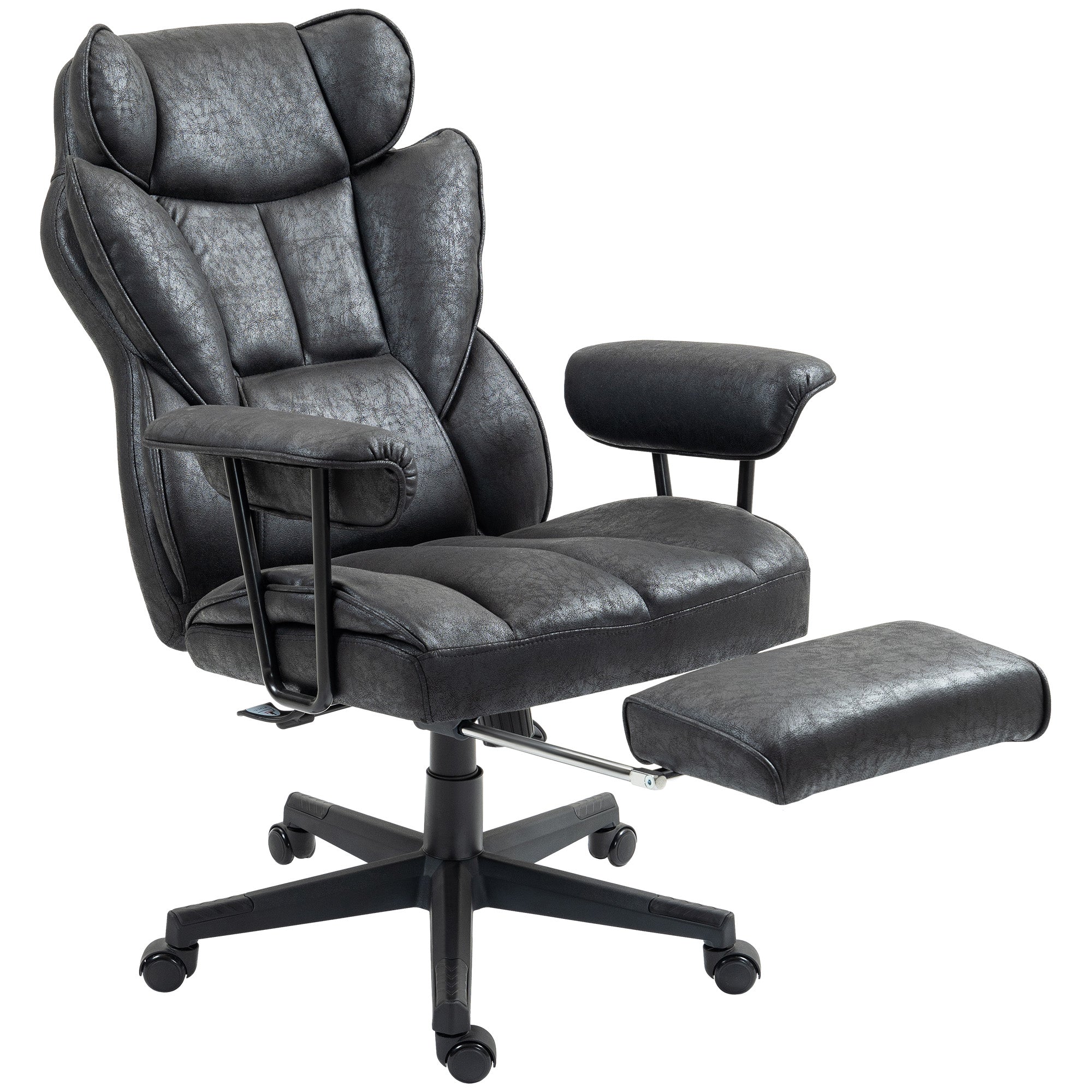 396lbs Big and Tall Office Chair Massage Chair with Footrest Lumbar Support & Reclining Black